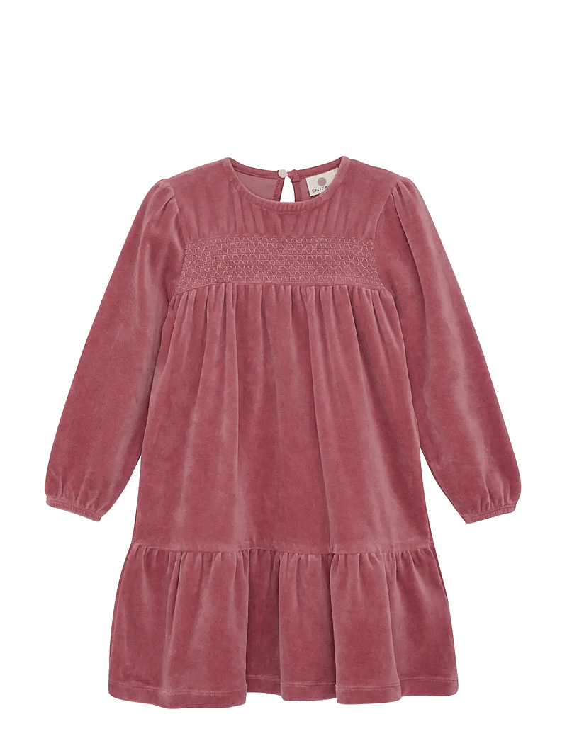 En Fant - Dress Velour - long-sleeved casual dresses - nostalgia rose - 0