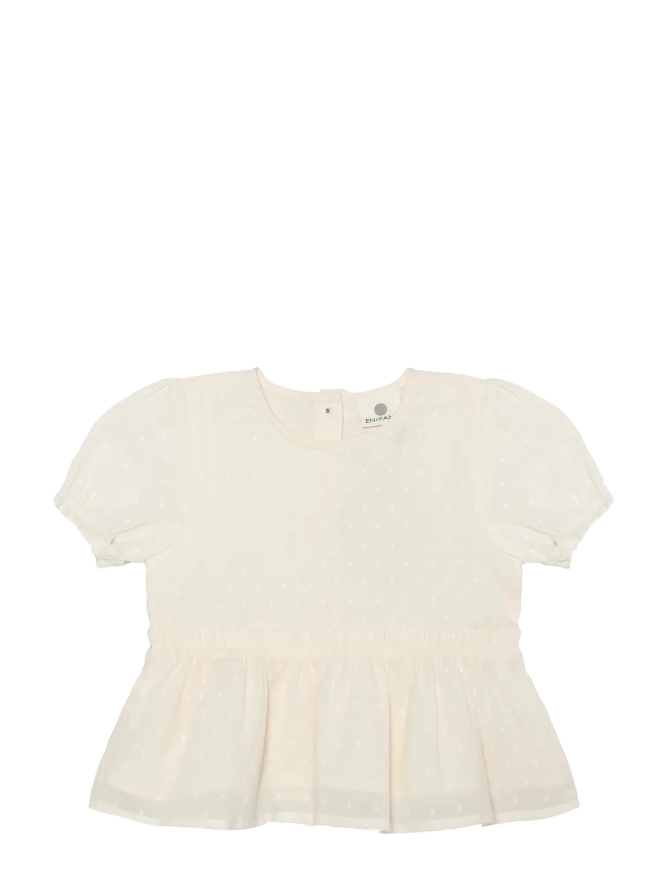 En Fant Top Ss Dobby, Børn, Kortærmet Dobby Peplum Top, Cream, Str: 92