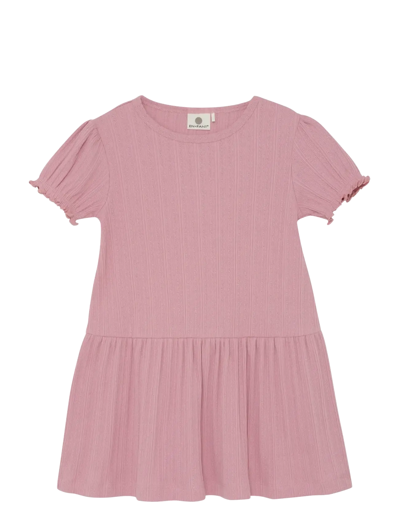 En Fant Dress Ss Pointelle, 128, Pink, Fritidskjoler > Kortærmede Fritidskjoler, Børn