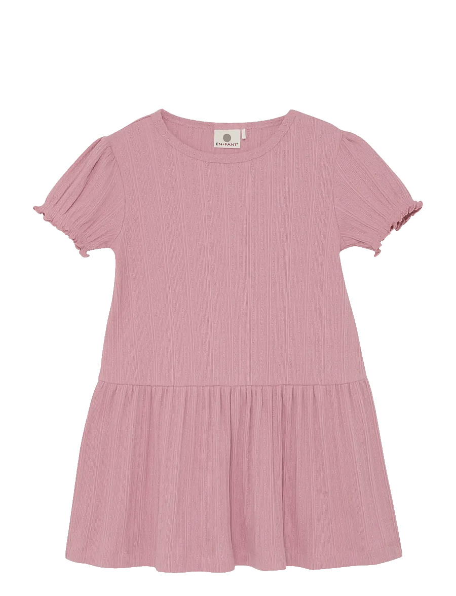 En Fant - Dress SS Pointelle - kortärmade vardagsklänningar - zephyr - 0
