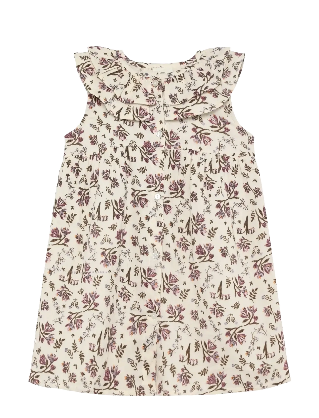 En Fant Dress Ns Floral Woven, 140, Casual Dresses, Creme - Sleeveless Kinder