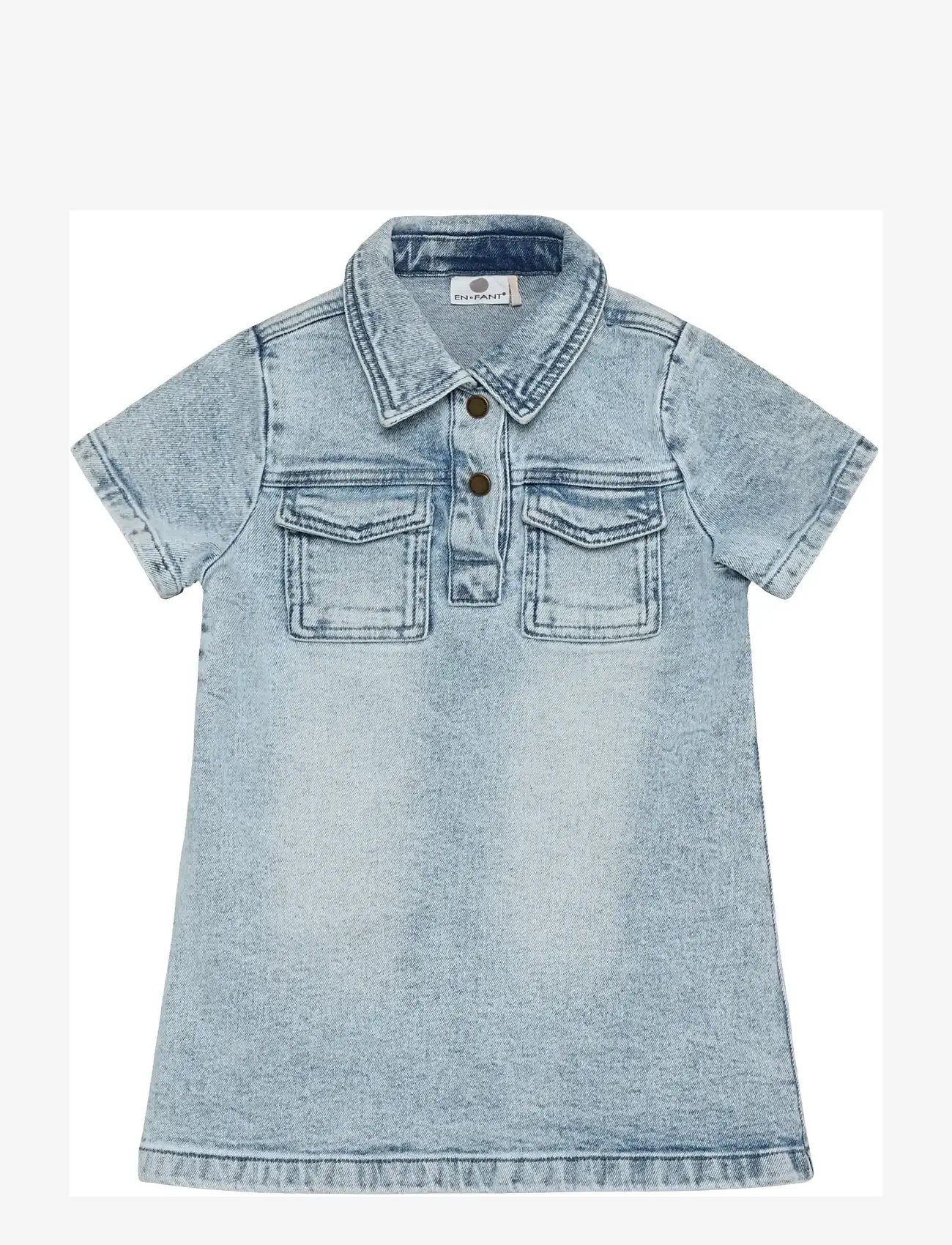 En Fant - Dress Denim - kurzärmelige freizeitkleider - light blue denim - 0