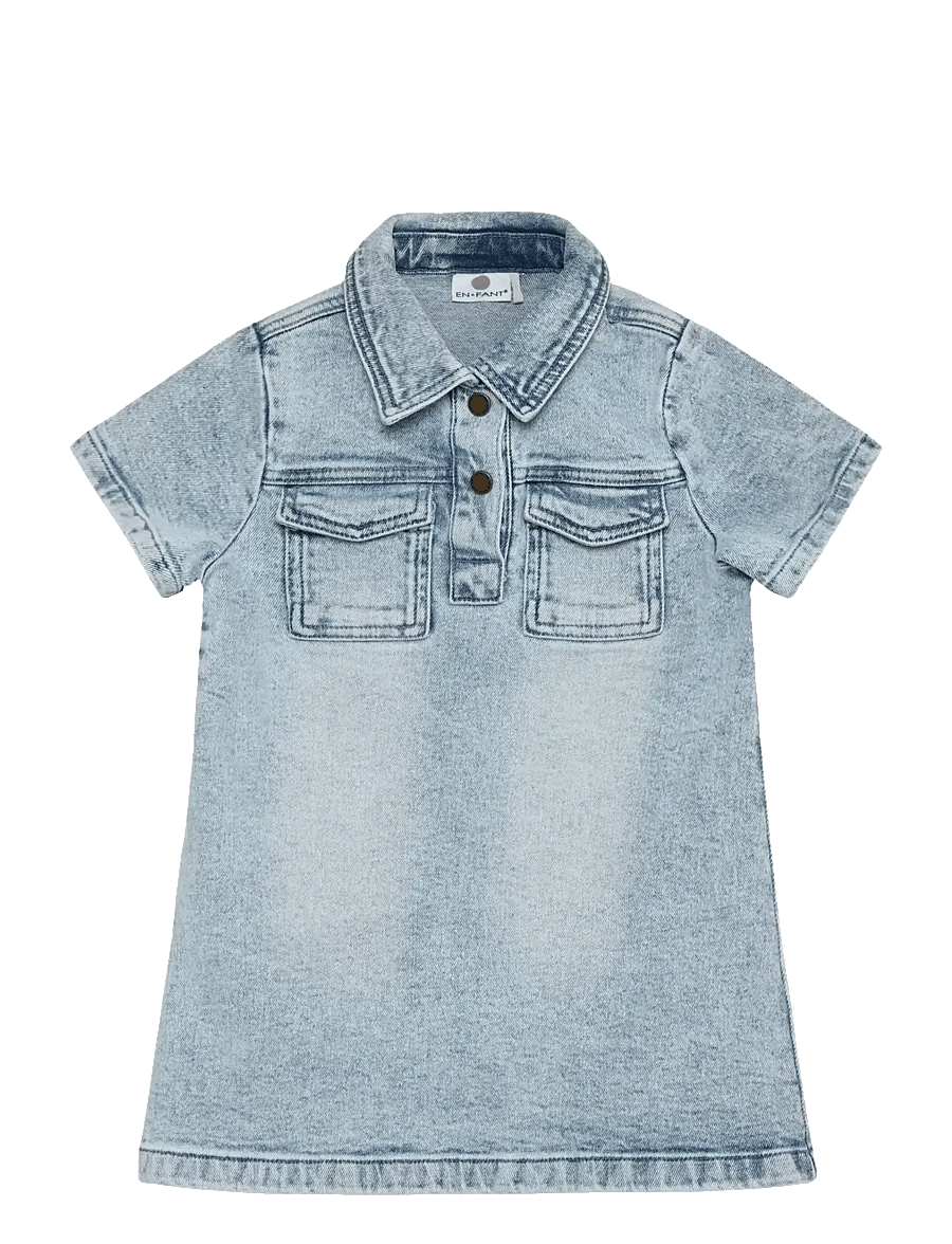 En Fant - Dress Denim - casual jurken met korte mouwen - light blue denim - 0