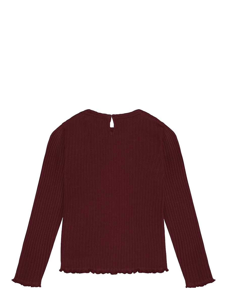 En Fant - T-shirt LS Pointelle - långärmade t-shirts - burgundy - 1