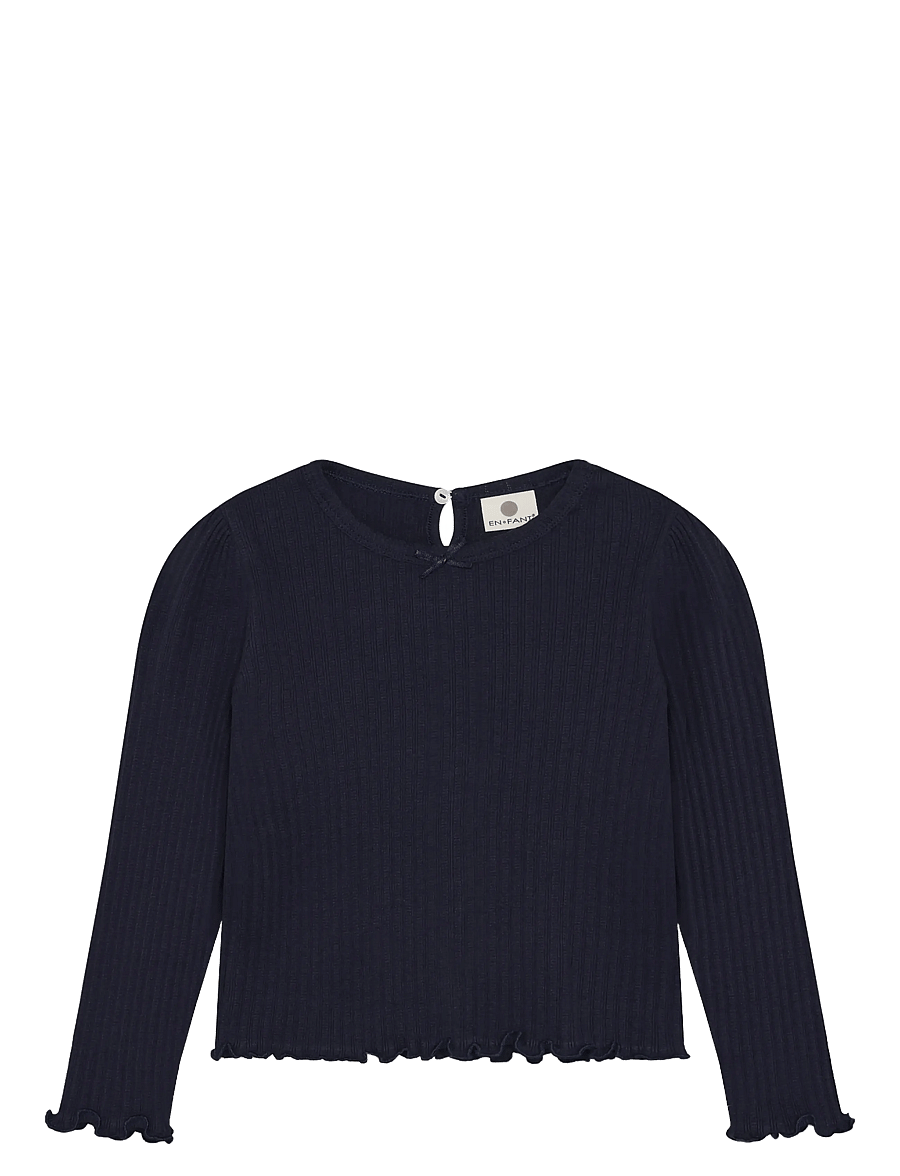 En Fant - T-shirt LS Pointelle - långärmade t-shirts - parisian night - 0