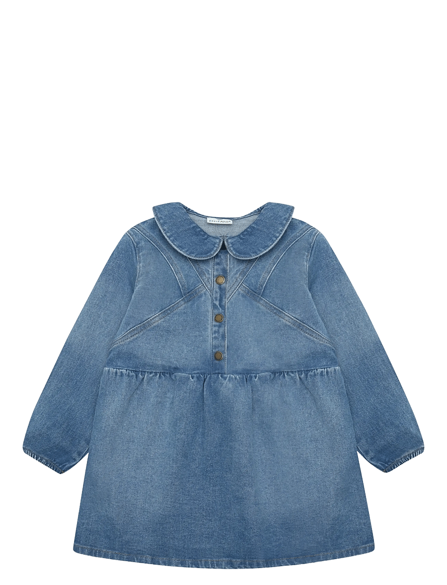En Fant - Dress Denim - ikdienas kleitas ar garām piedurknēm - light blue denim - 0