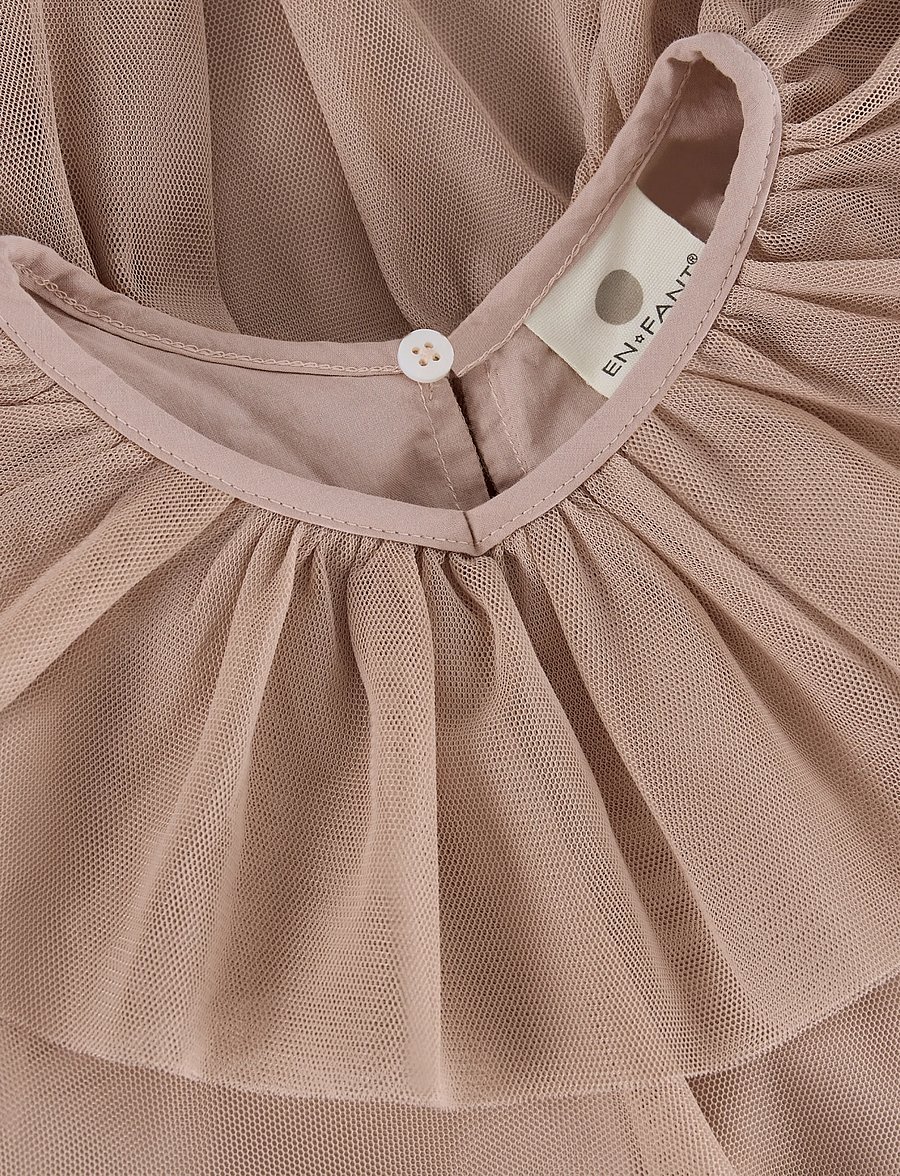 En Fant - Dress Solid Tulle - laisvalaikio suknelės trumpomis rankovėmis - adobe rose - 3