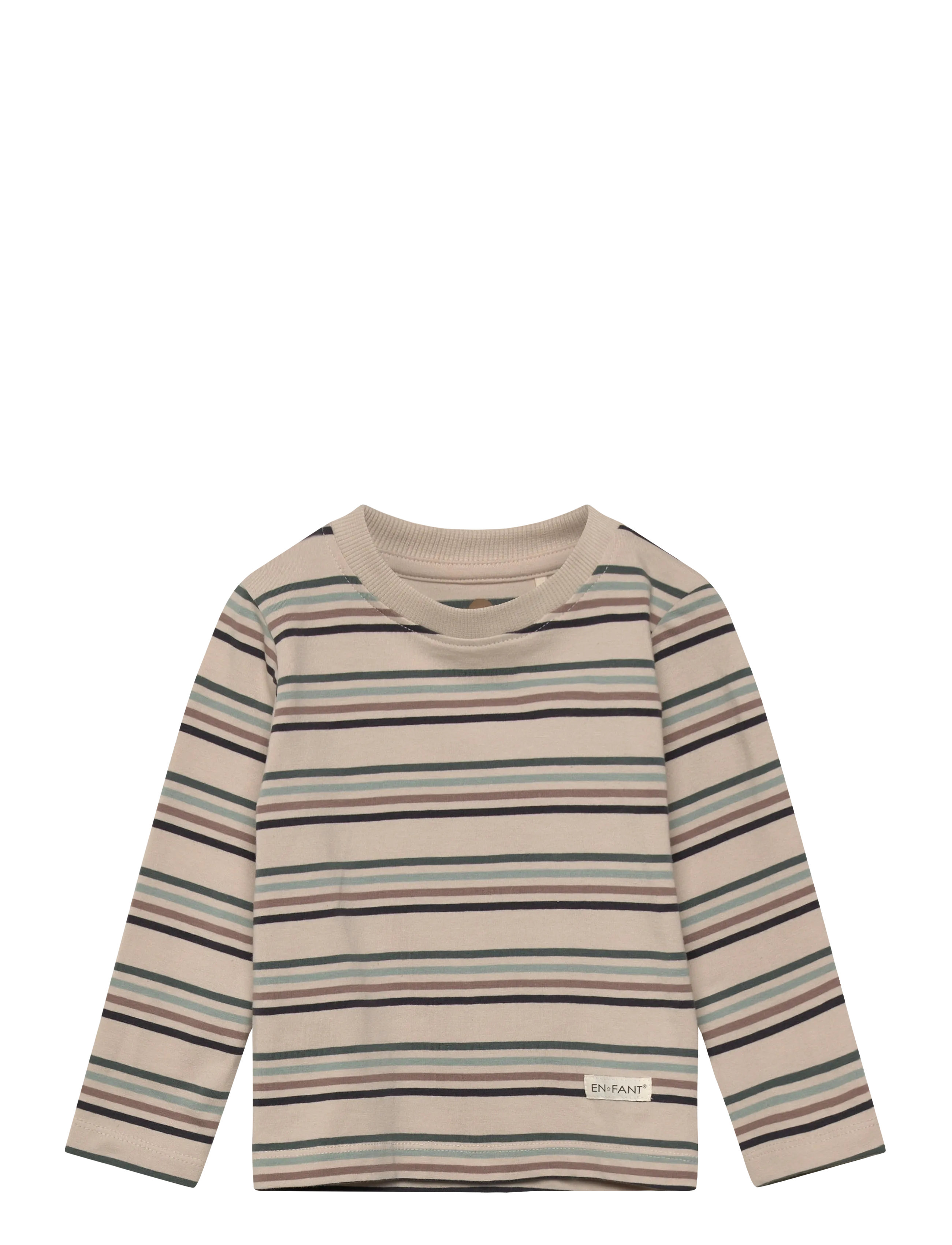 En Fant T-shirt LS Stripe - Overdele - BALSAM GREEN / beige