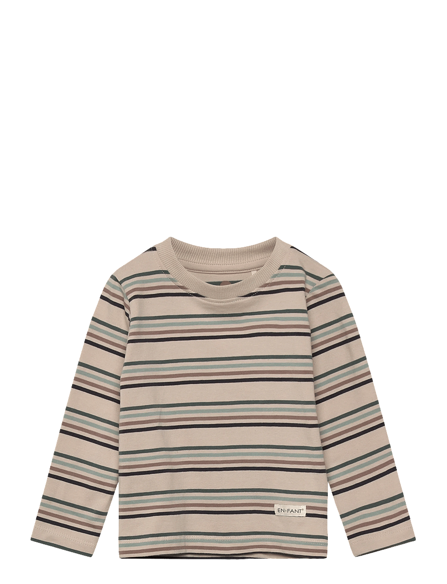 En Fant - T-shirt LS Stripe - langerma bolir - balsam green - 0