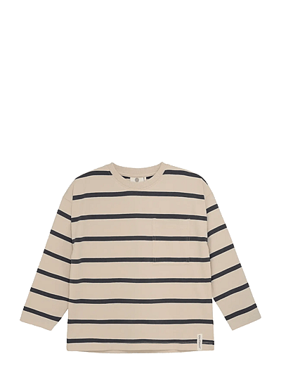 En Fant T-shirt LS Stripe Oversize - Long-sleeved t-shirts - EBONY / beige