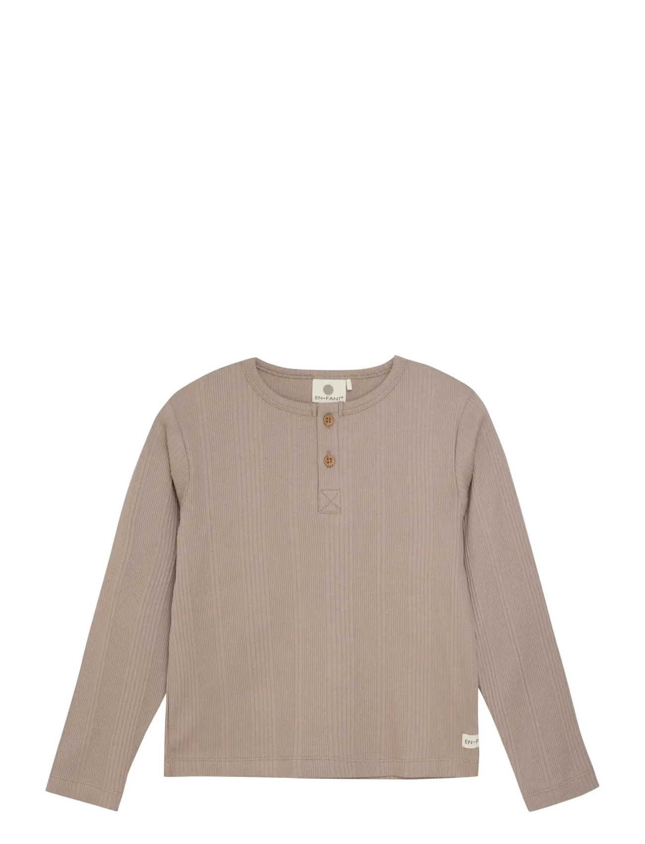 En Fant T-Shirt Ls Rib, Børn, Langærmet Ribbet Henley T-shirt, Beige, Str: 110
