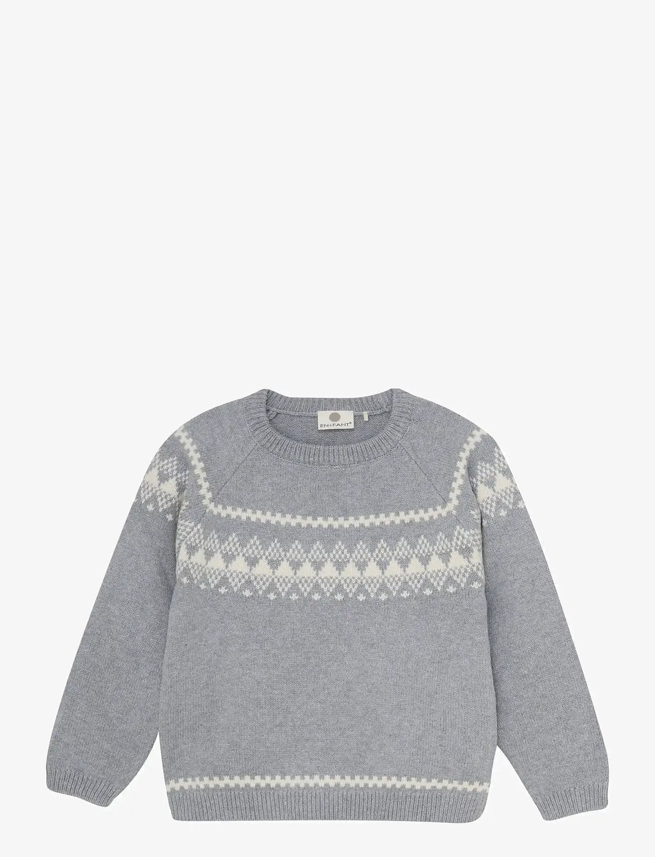 En Fant - Pullover Knit w. Wool - stickade tröjor - light grey melange - 0
