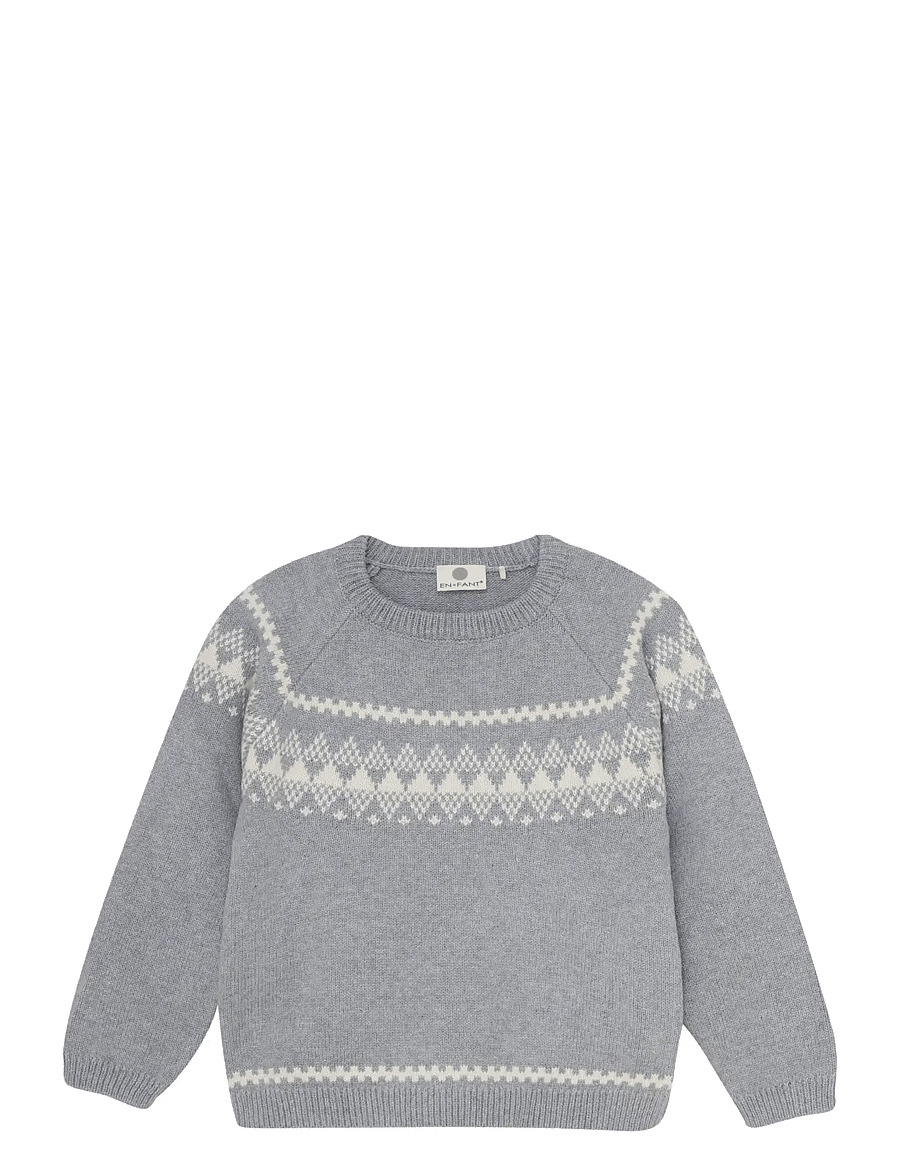 En Fant - Pullover Knit w. Wool - jumpers - light grey melange - 0