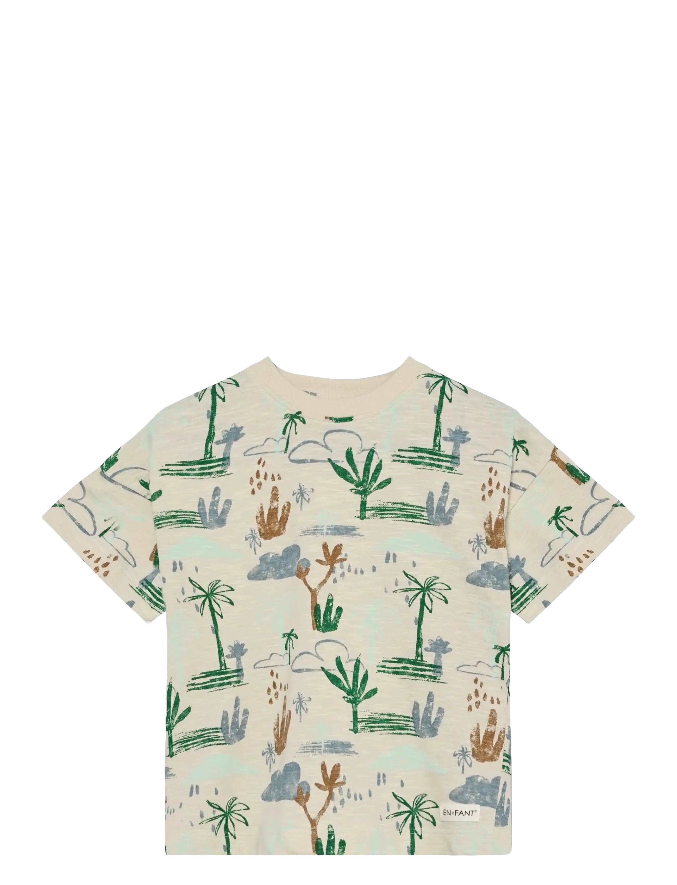 En Fant T-Shirt Ss Slub Aop, 122, T-shirts, Beige - Short-sleeved, Kinder