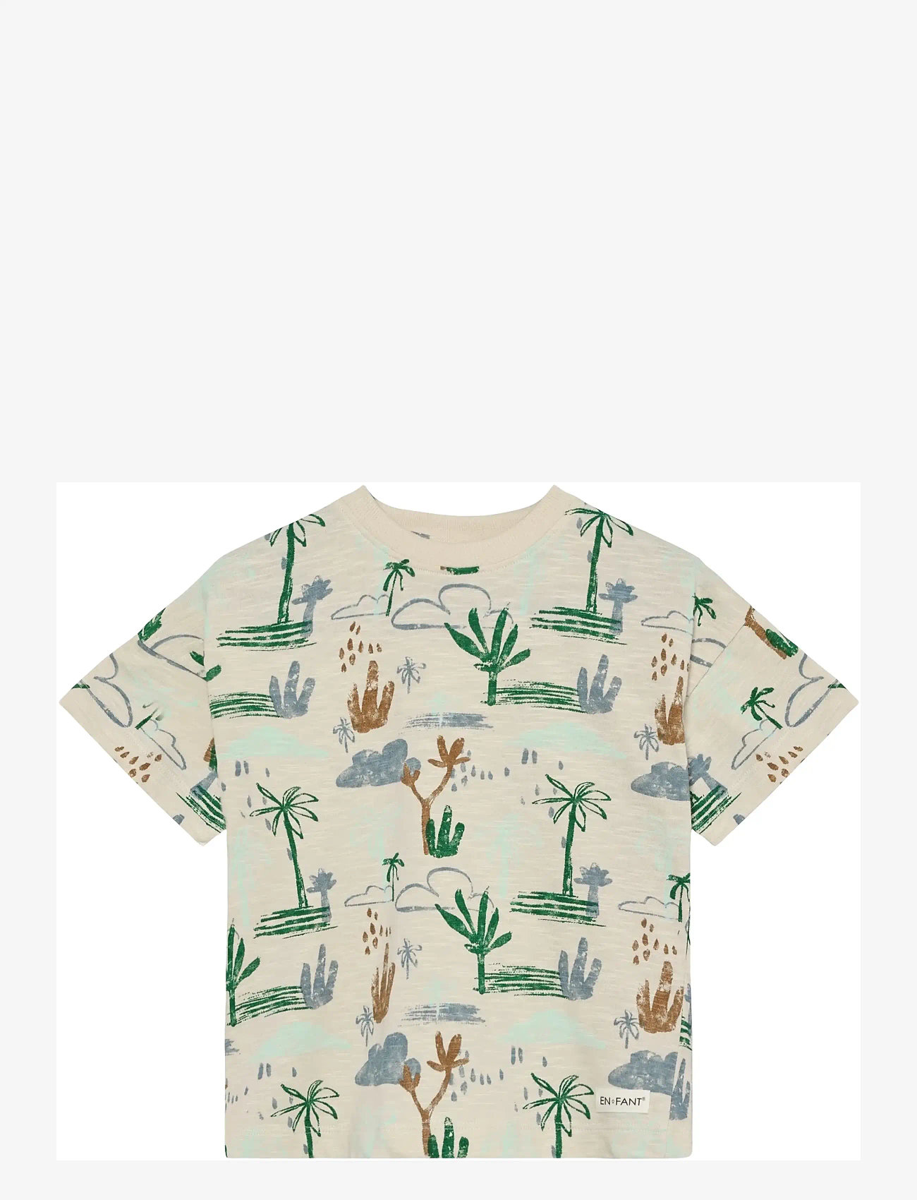 En Fant - T-shirt SS Slub AOP - short-sleeved t-shirts - fog - 0