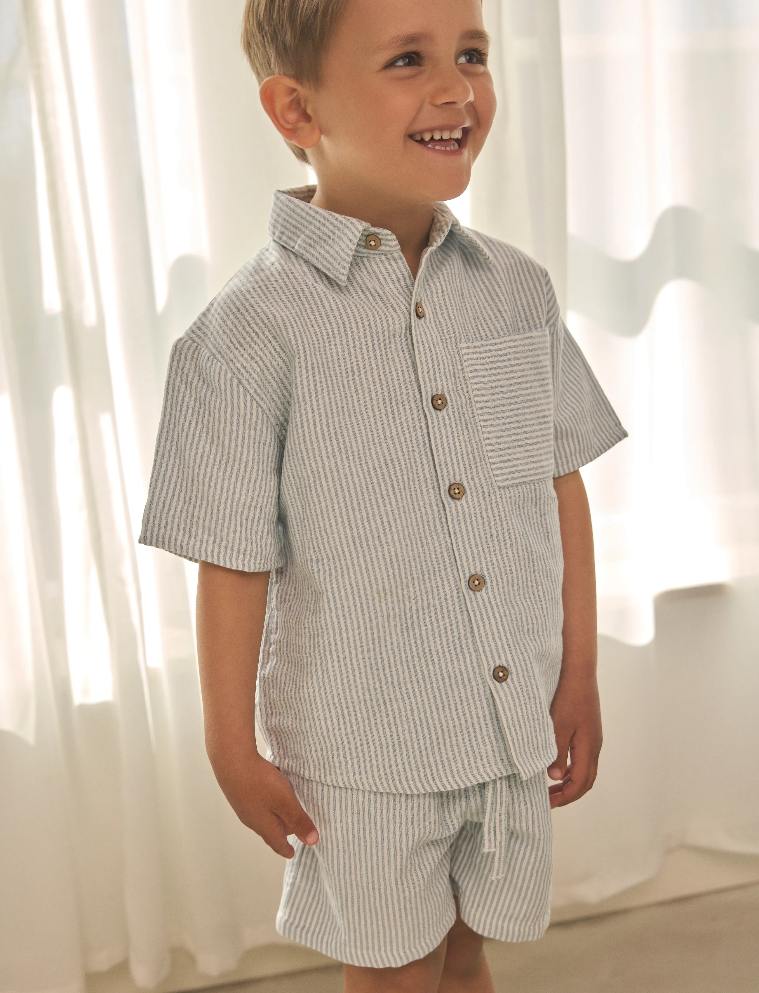 En Fant Shorts Muslin Stripe - Shorts - CITADEL / grey