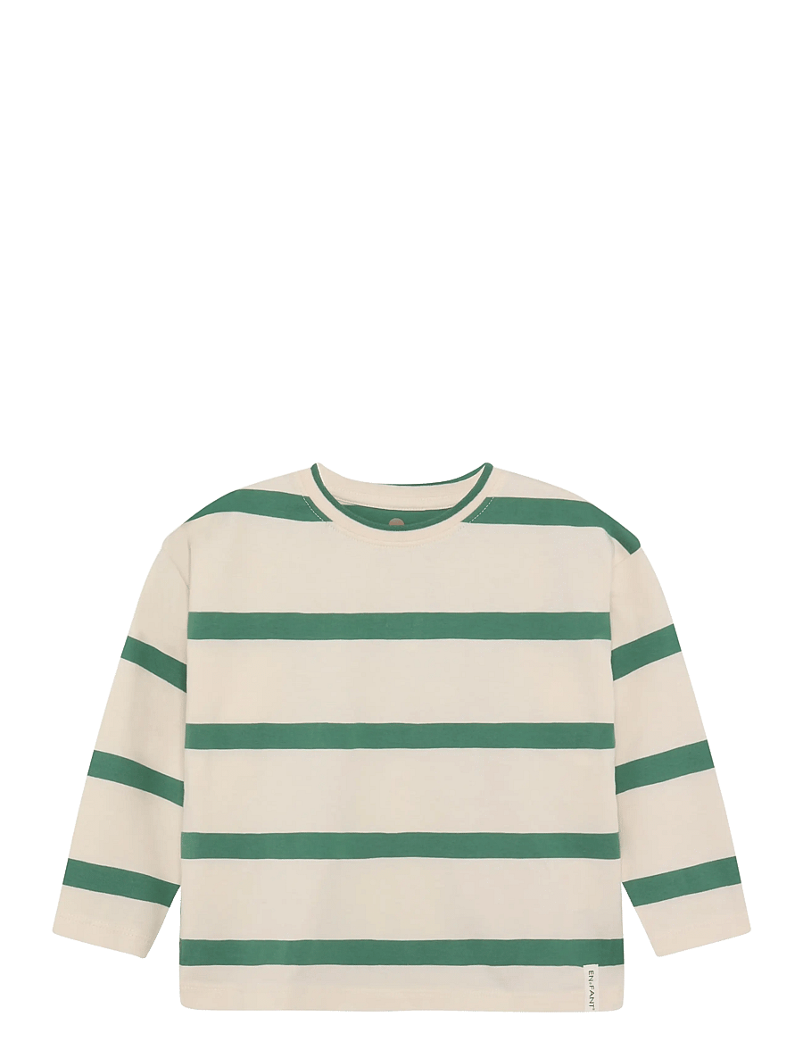 En Fant - T-shirt LS Stripe Oversize - langärmelige - deep grass green - 0
