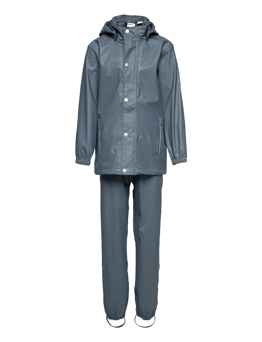 En Fant - Rainwear Set Solid - regensets - dark slate - 0