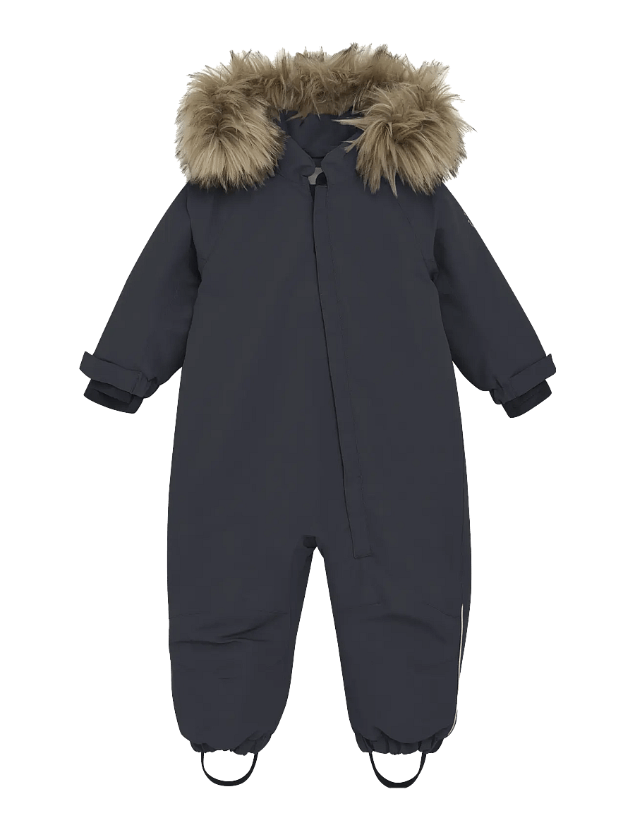En Fant - Baby Snowsuit W. Fake Fur - snowsuit - ebony - 0
