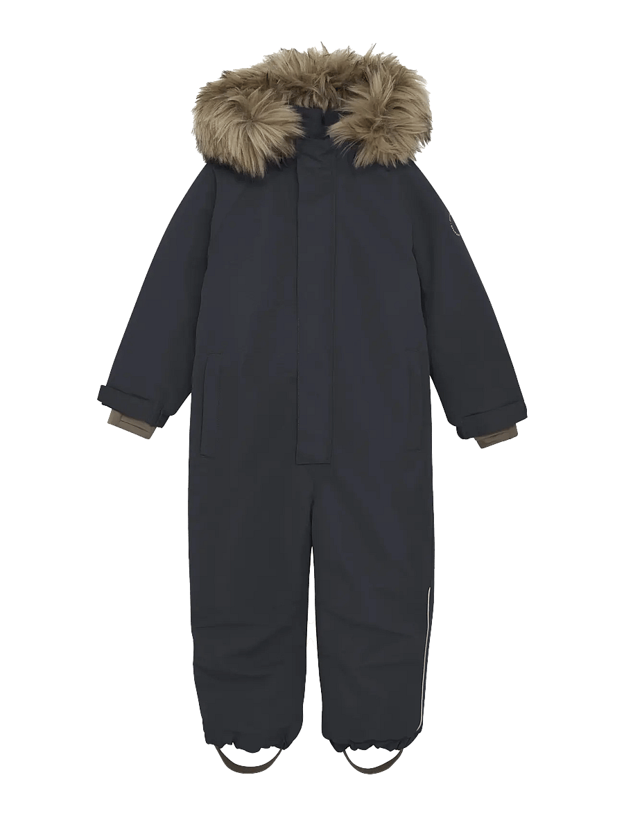 En Fant - Snowsuit W. Fake Fur - schneeanzug - ebony - 0