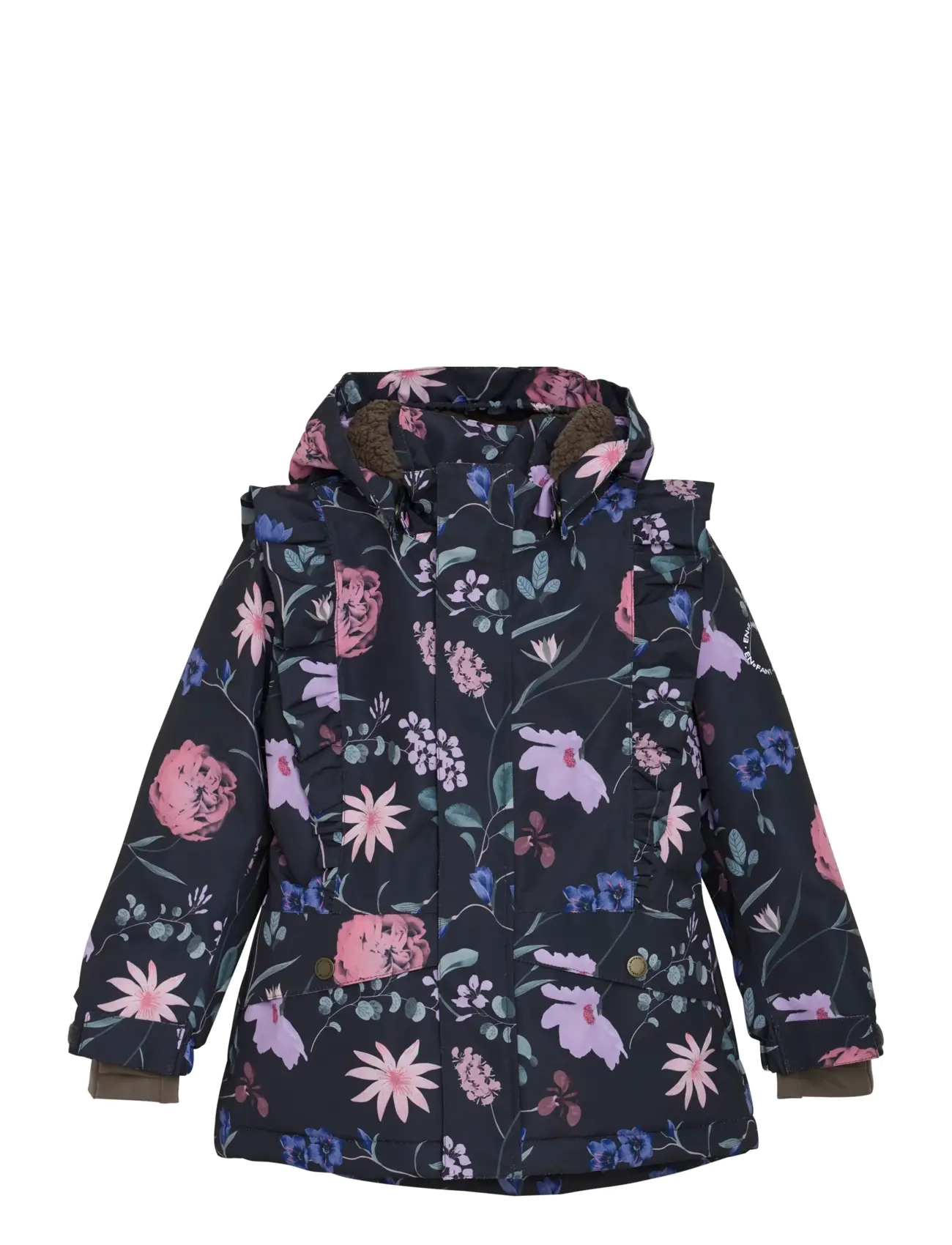 En Fant - Jacket W. Frills AOP - slidinėjimo striukės - ebony - 0