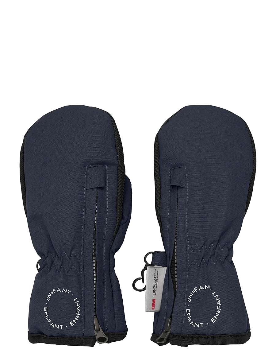 En Fant - Mittens w. zipper - gloves - ebony - 0