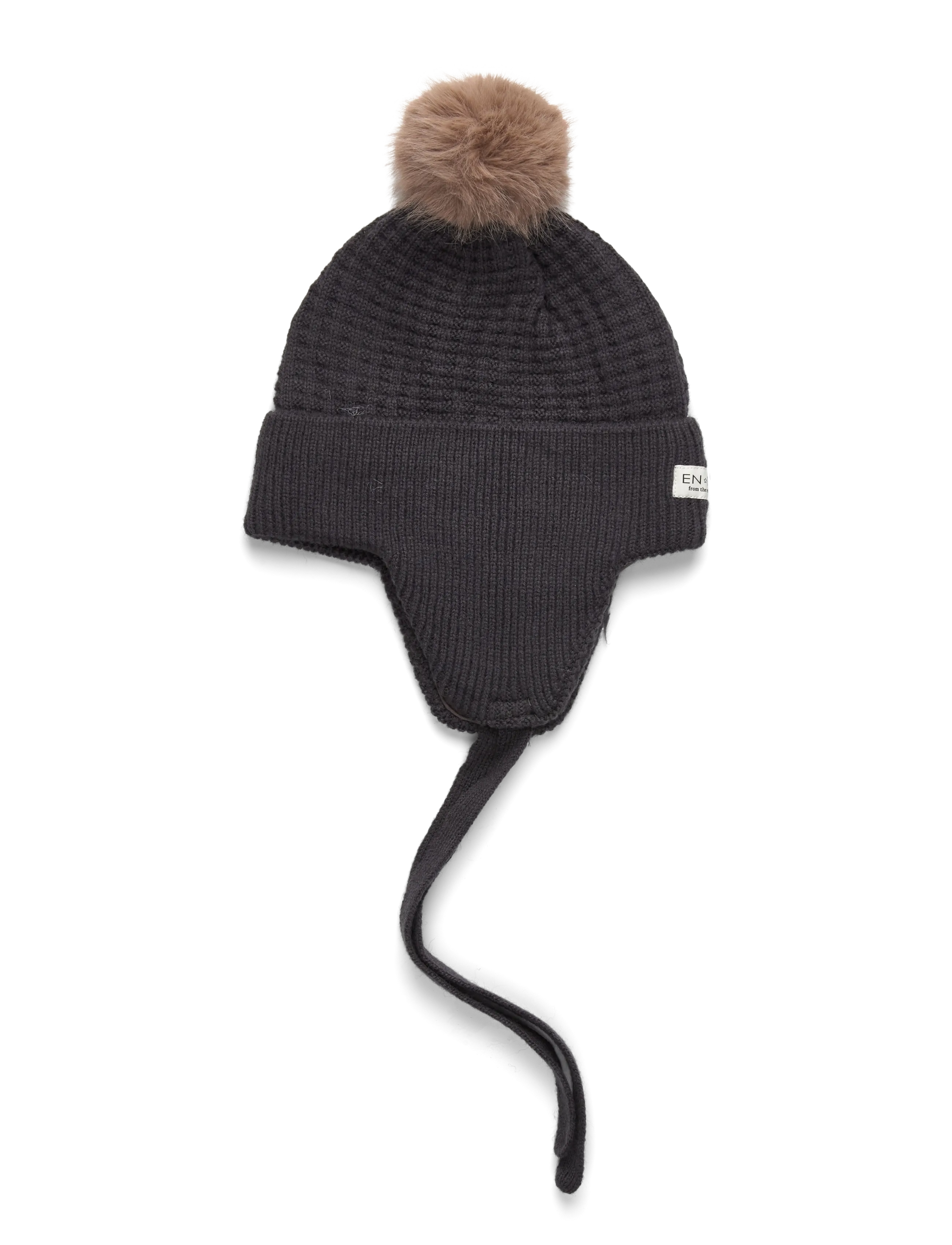 En Fant Baby hat w. fake fur - Accessoires - EBONY / grey