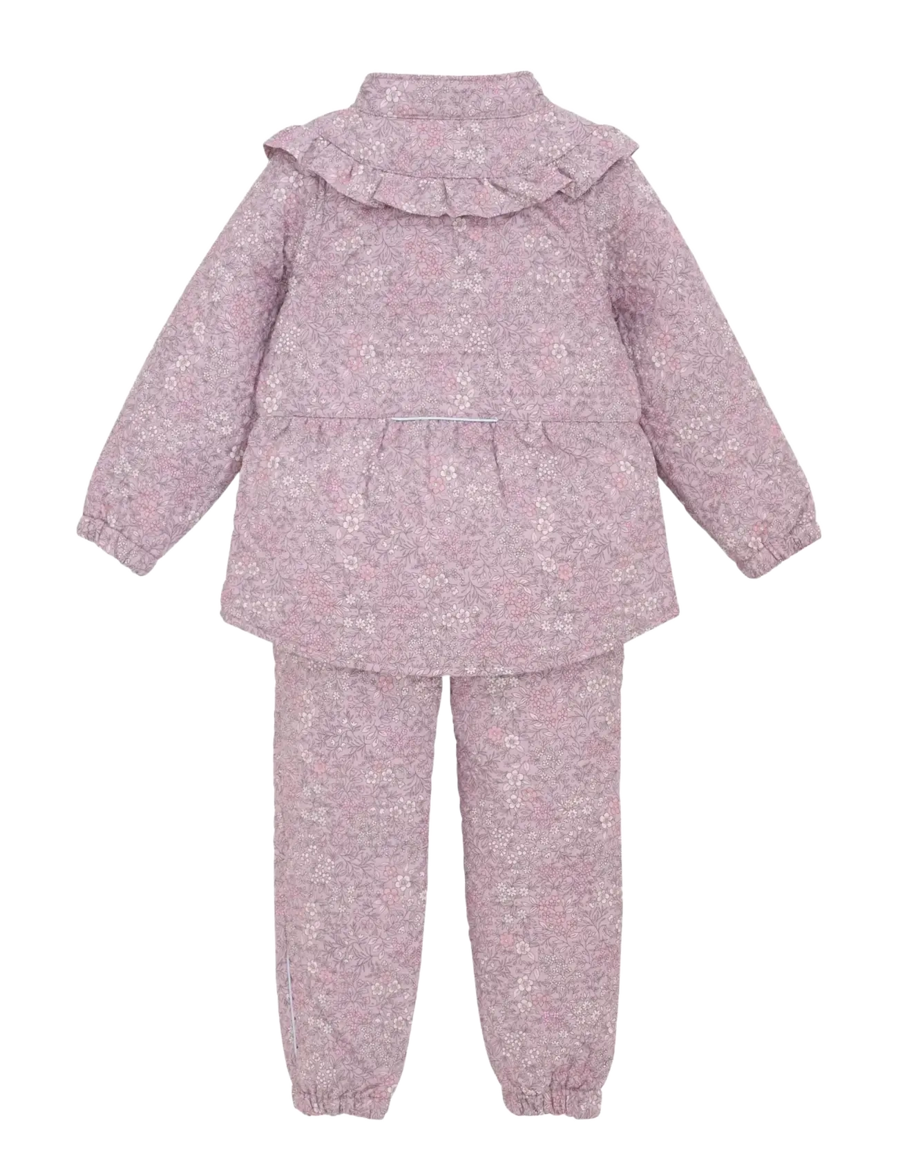 En Fant Thermal Set W. Frills, AOP - Õueriided - CLOUD GRAY / pink/rose
