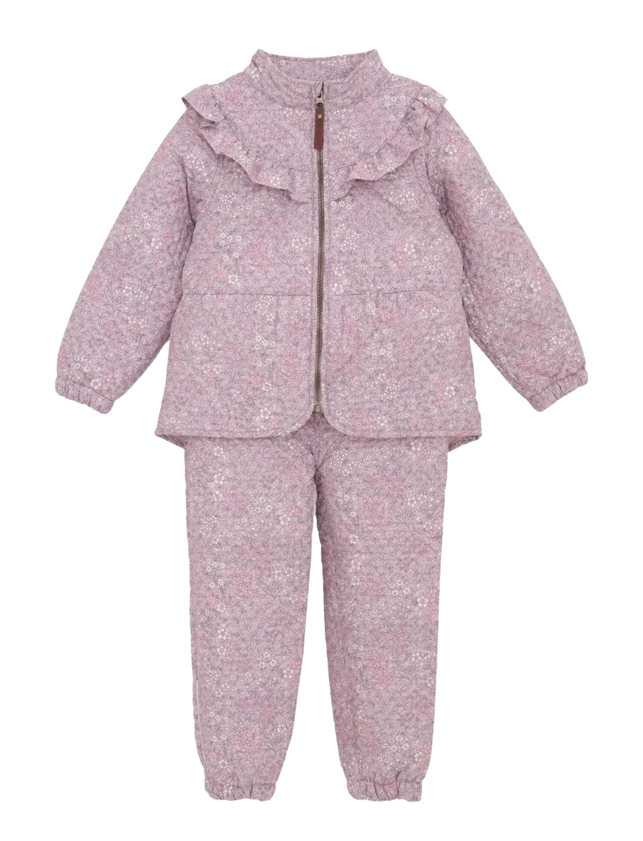 En Fant - Thermal Set W. Frills, AOP - termosæt - cloud gray - 1