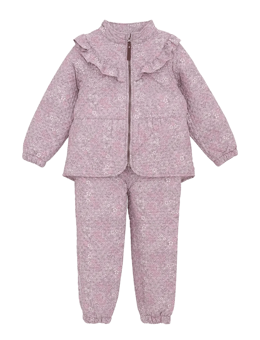 En Fant - Thermal Set W. Frills, AOP - termosæt - cloud gray - 1