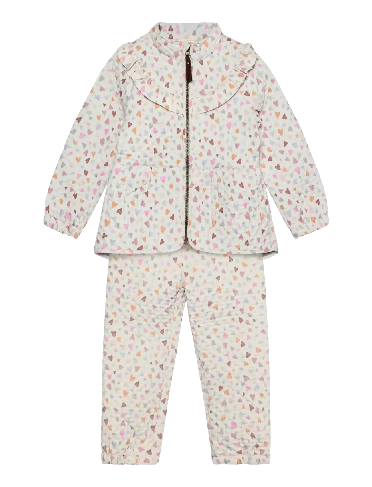 En Fant Thermal Set W. Frills, AOP - Overalls - EGGNOG / multi