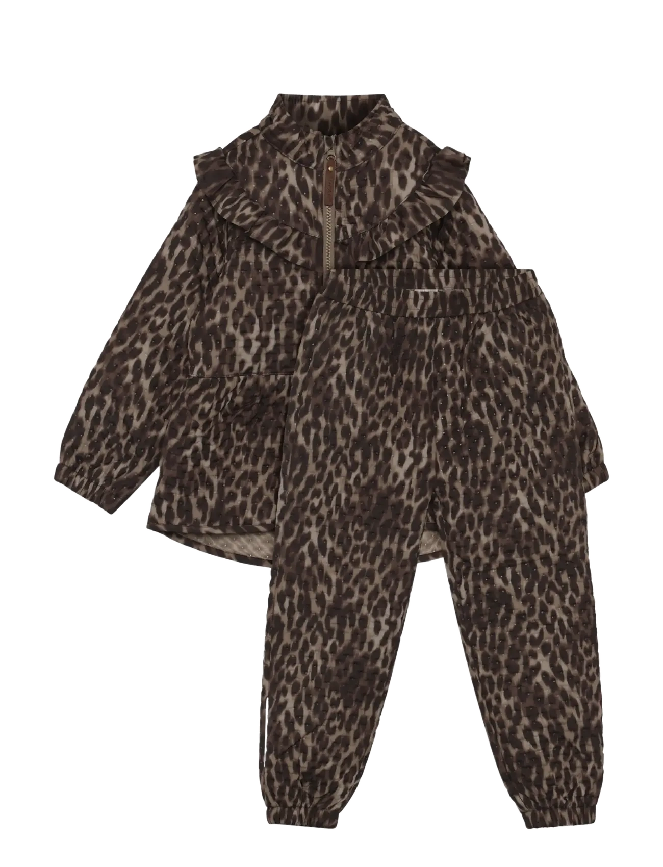 En Fant Thermal Set W. Frills, AOP - Joggingset - PINE BARK / brown