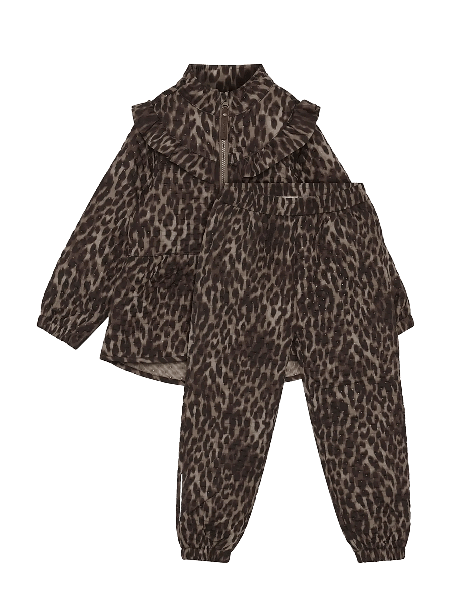 En Fant - Thermal Set W. Frills, AOP - pine bark - 1