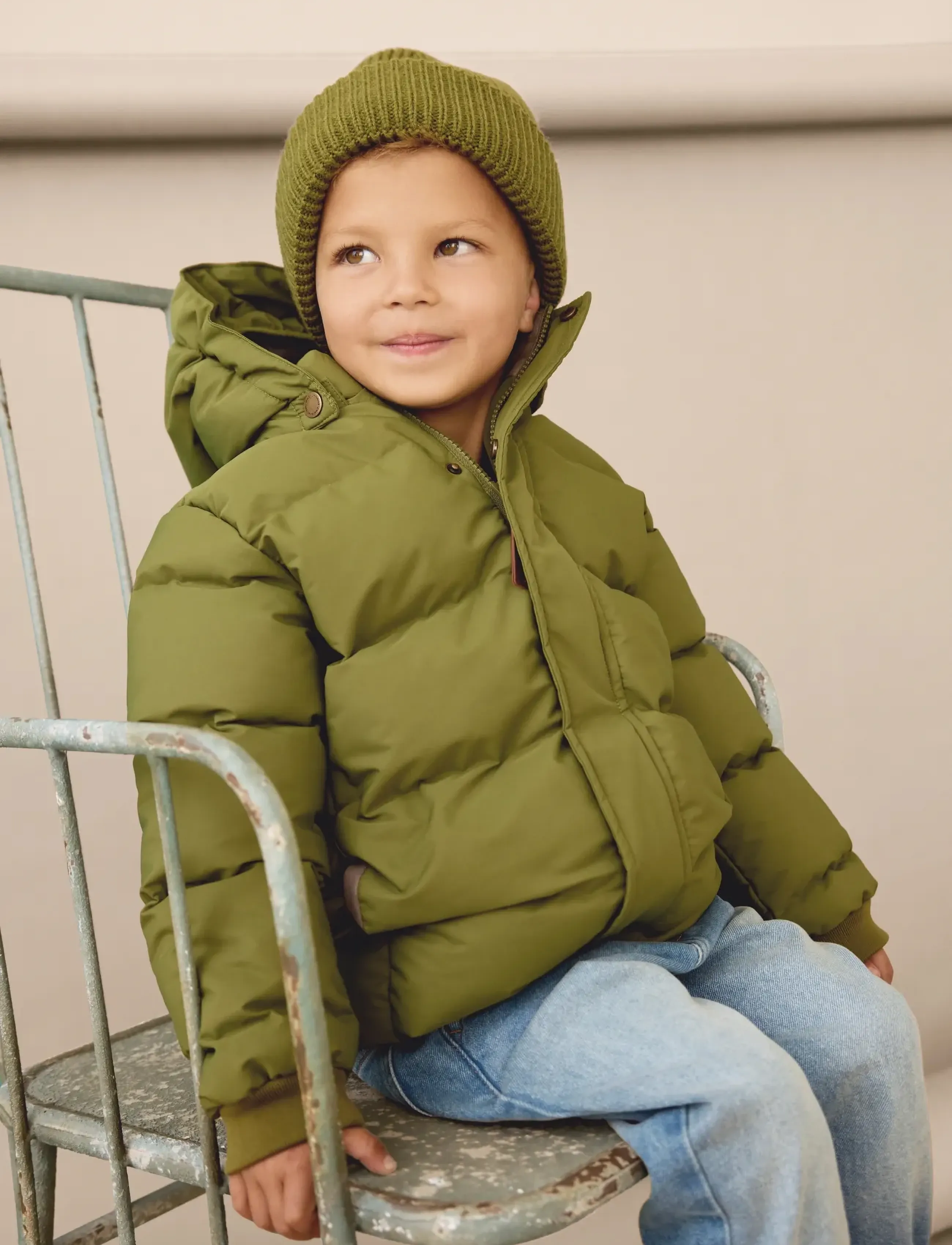 En Fant Beanie W. Lining, 54, Hats, Khakigrün - Beanie, Kinder