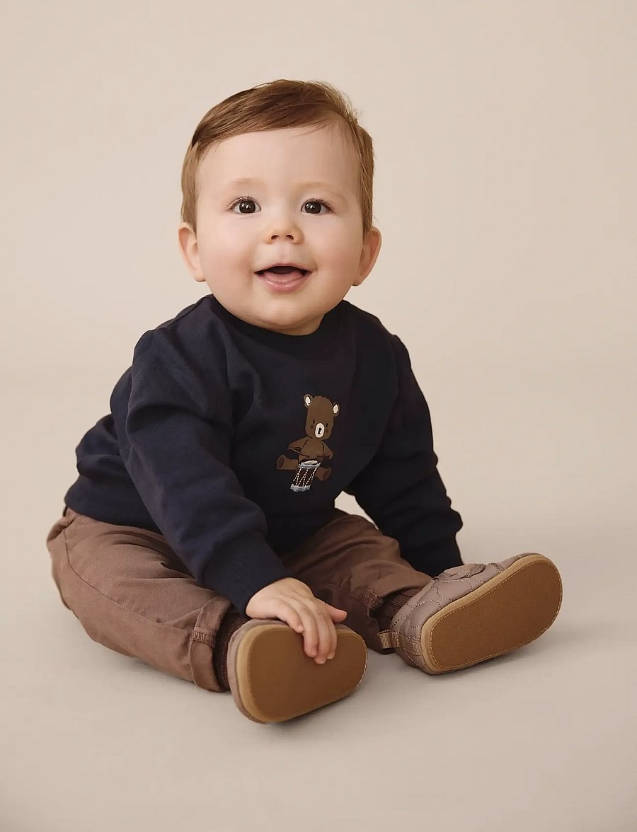 En Fant - Slippers Velcro Quilt - baby-schuhe - pine bark - 0