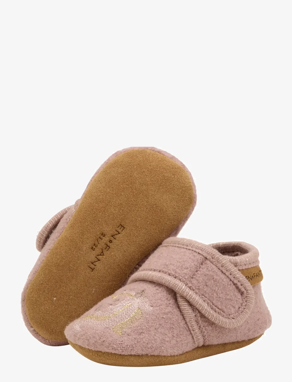 En Fant - Wool Slippers w. Embroidery - inneskor - bark - 2