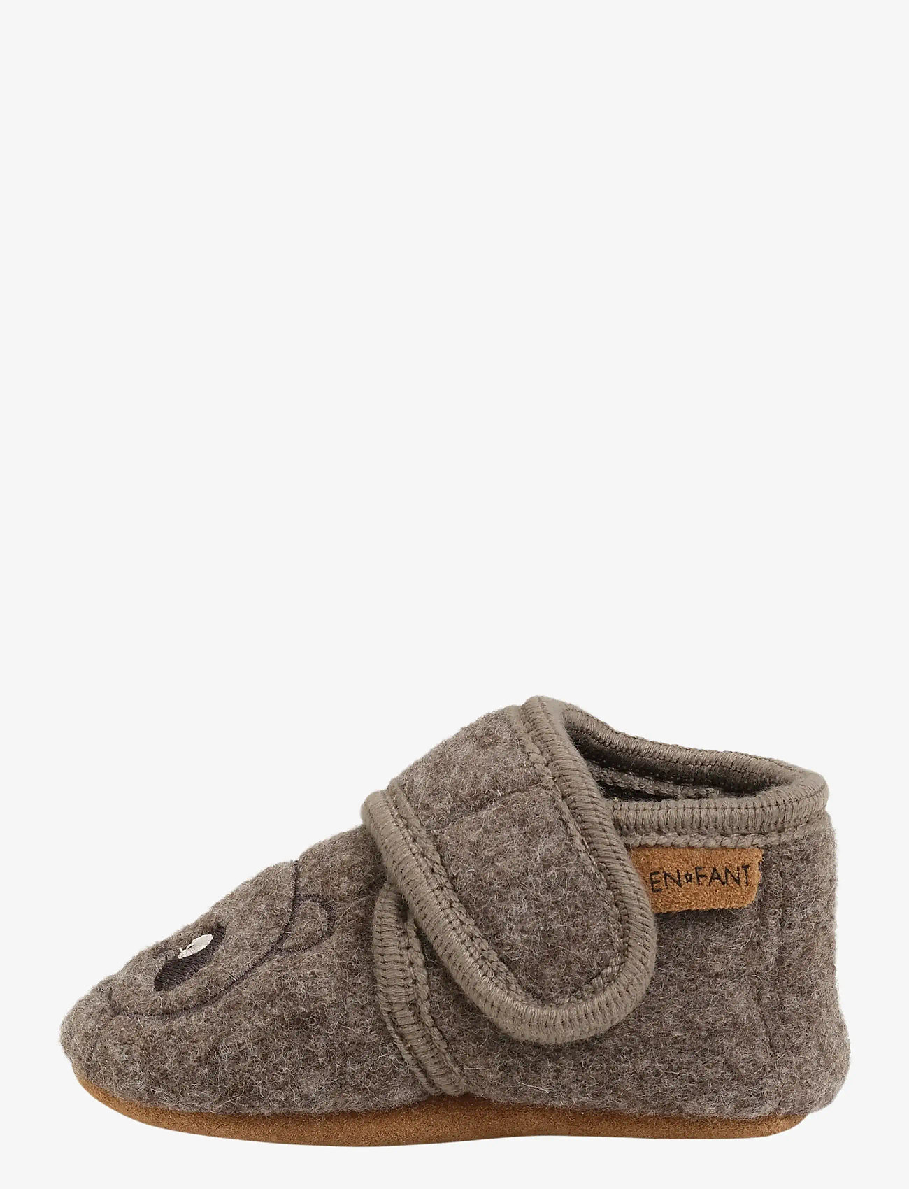 En Fant - Wool Slippers w. Embroidery - hjemmesko - chocolate brown - 1