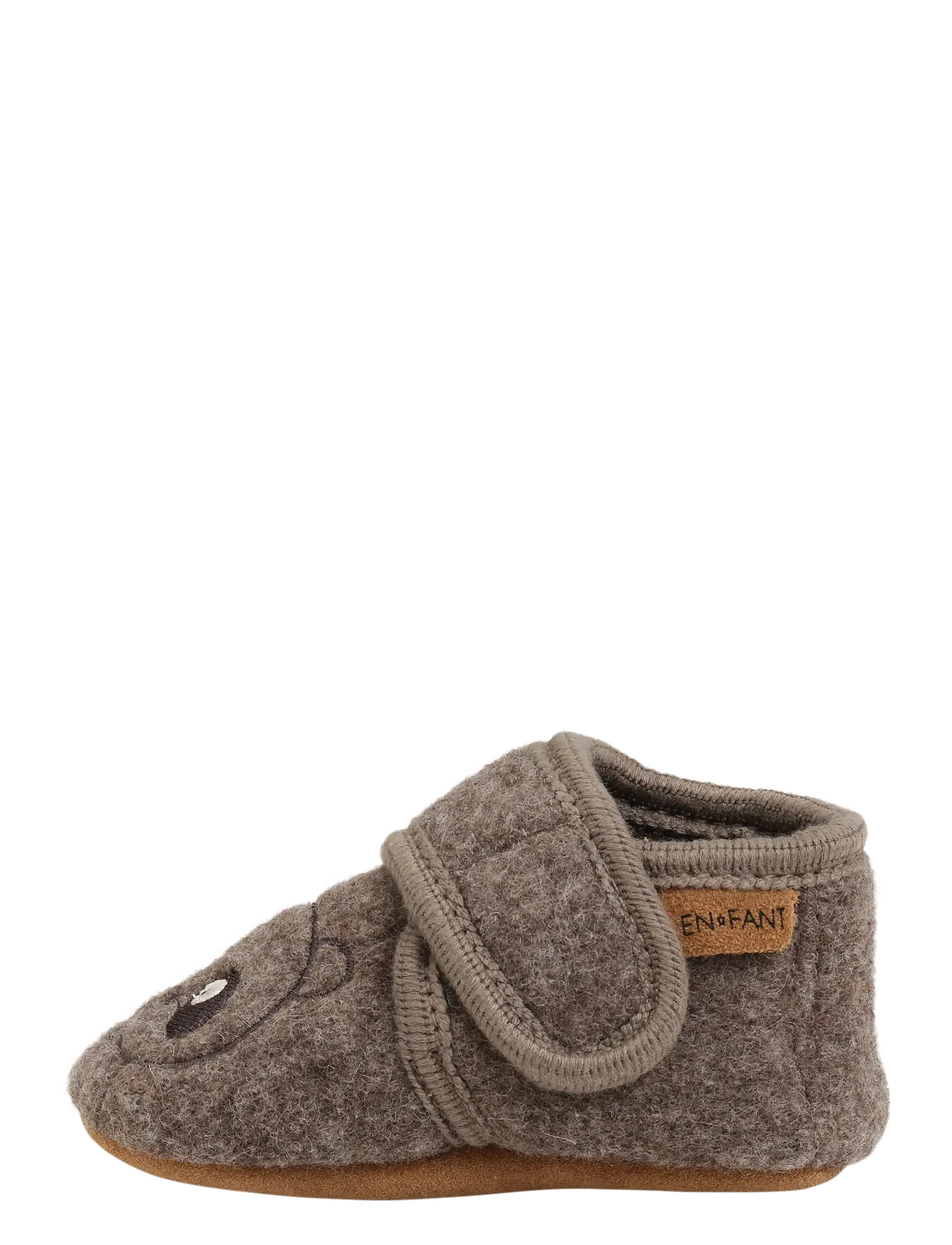 En Fant - Wool Slippers w. Embroidery - hausschuhe - chocolate brown - 1