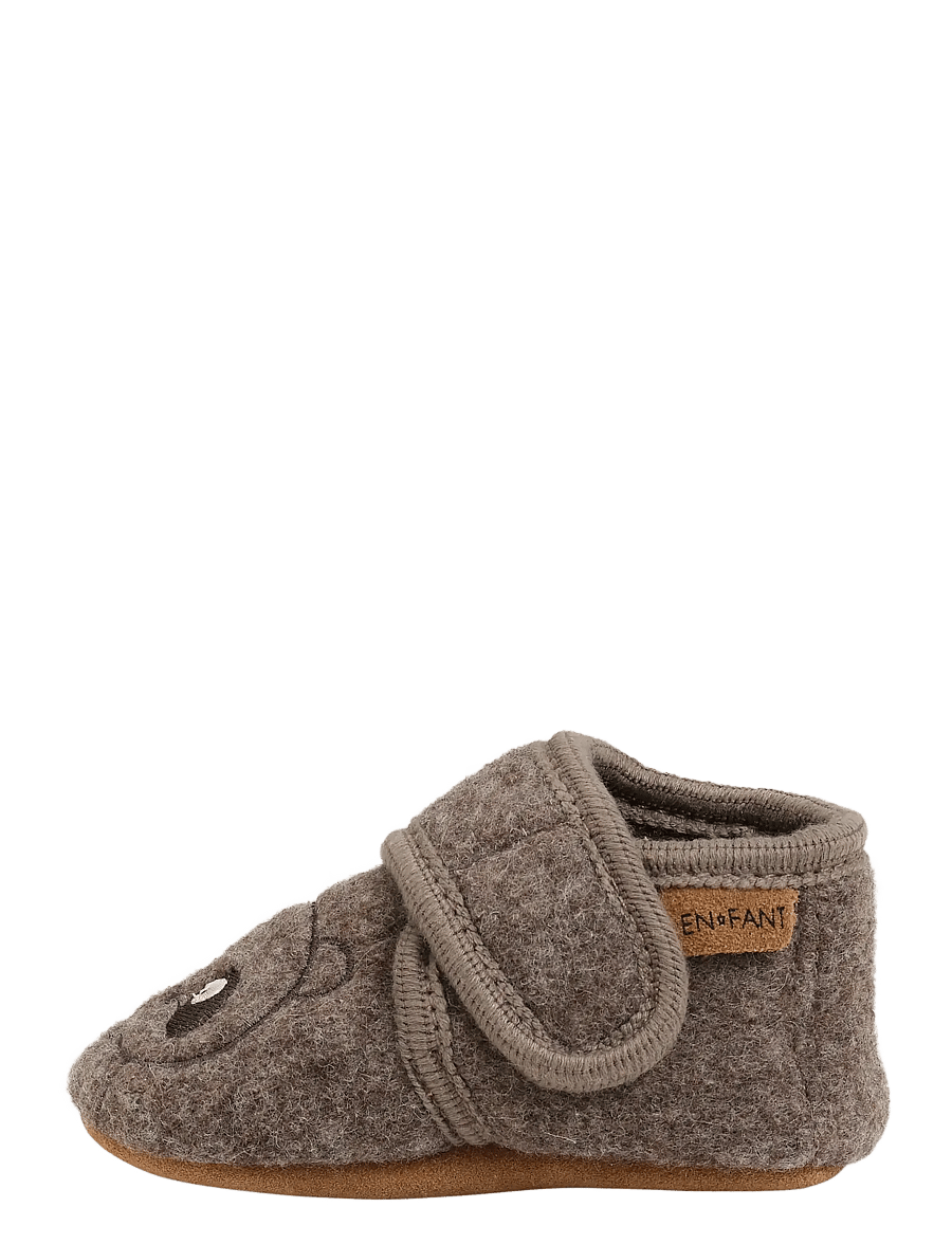En Fant - Wool Slippers w. Embroidery - hausschuhe - chocolate brown - 1