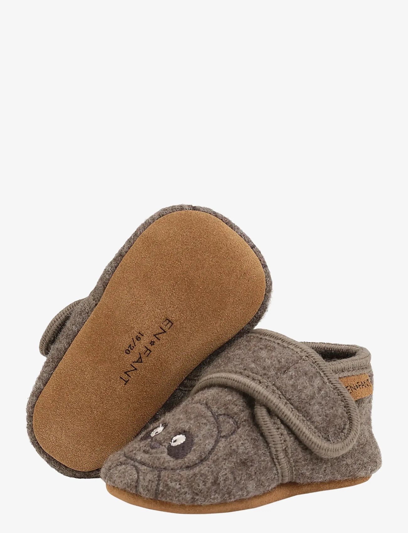 En Fant - Wool Slippers w. Embroidery - hjemmesko - chocolate brown - 2