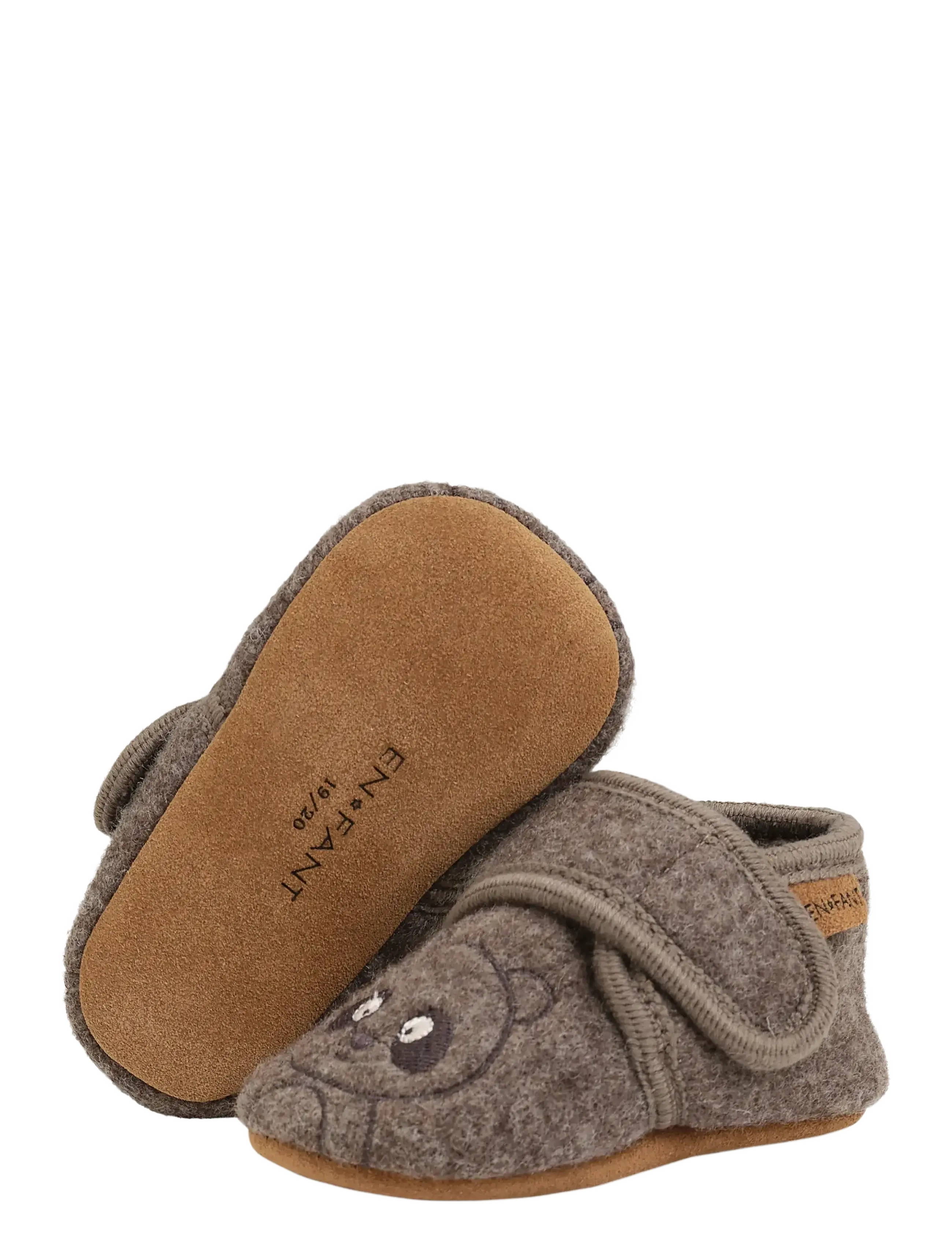 En Fant - Wool Slippers w. Embroidery - hausschuhe - chocolate brown - 2