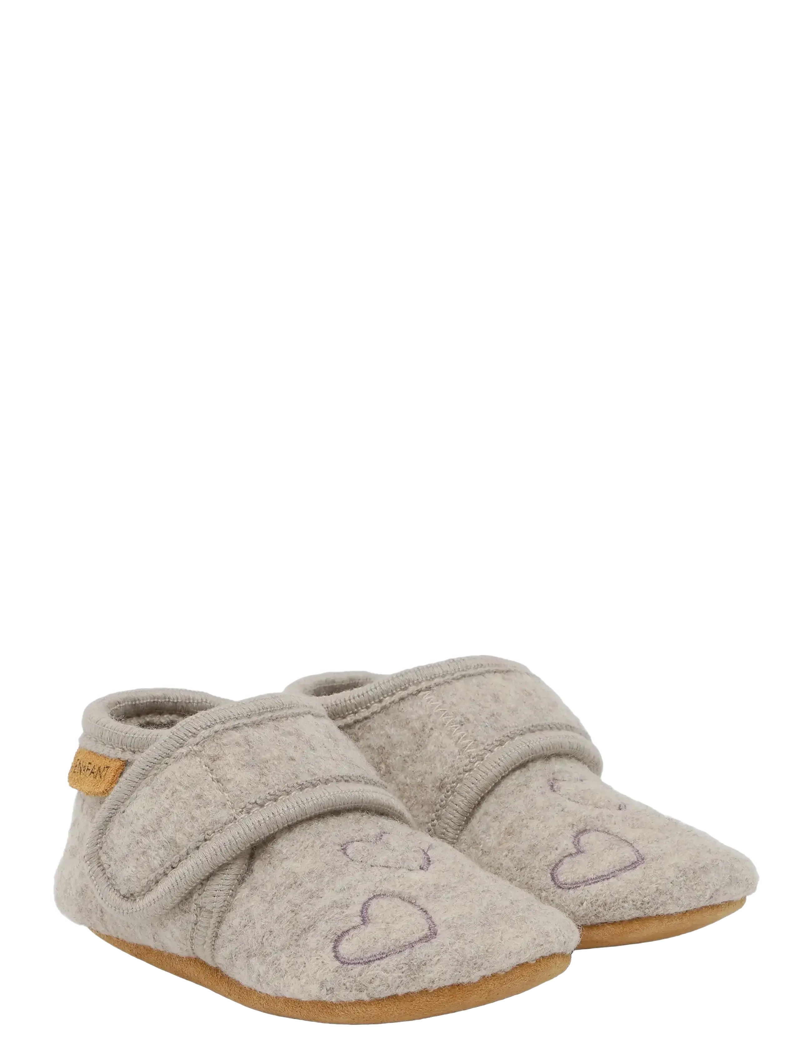 En Fant Wool Slippers W. Embroidery, Børn, Traktor Uld Sutsko, Grå, Str: 19
