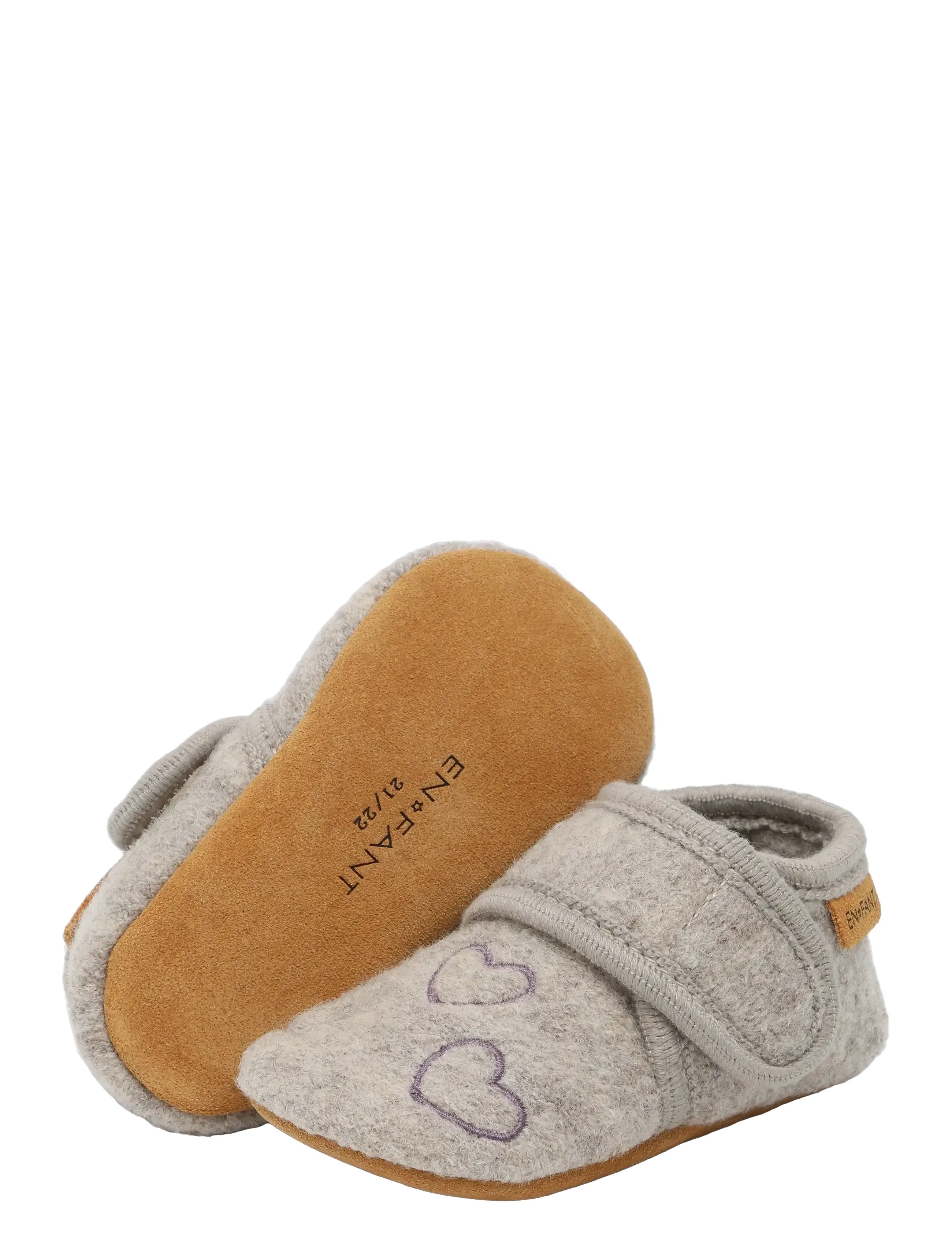 En Fant - Wool Slippers w. Embroidery - tøfler - grape shake - 2