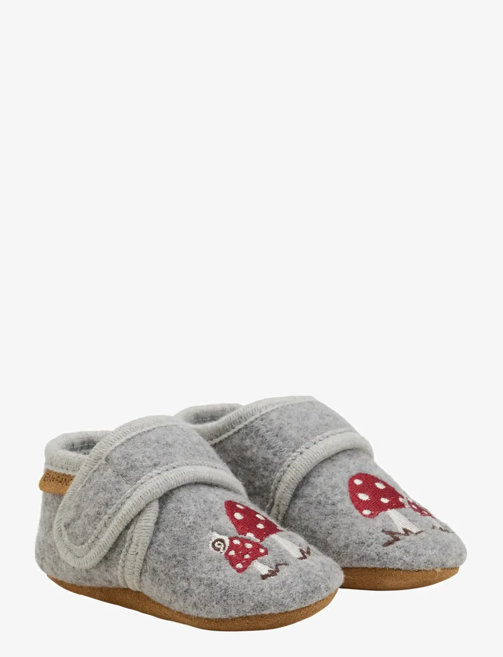 En Fant - Wool Slippers w. Embroidery - hausschuhe - grey melange - 1
