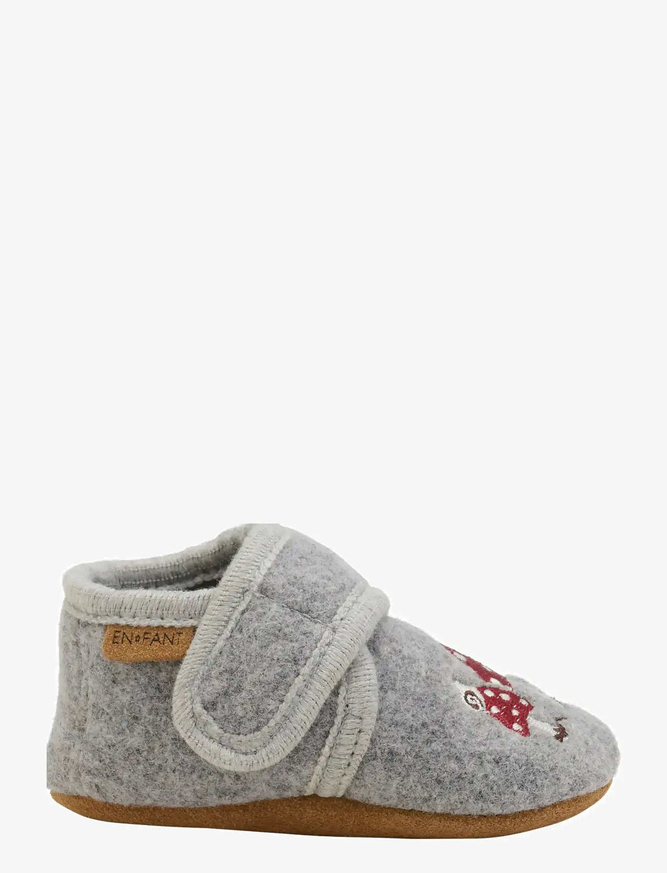 En Fant - Wool Slippers w. Embroidery - inneskor - grey melange - 2