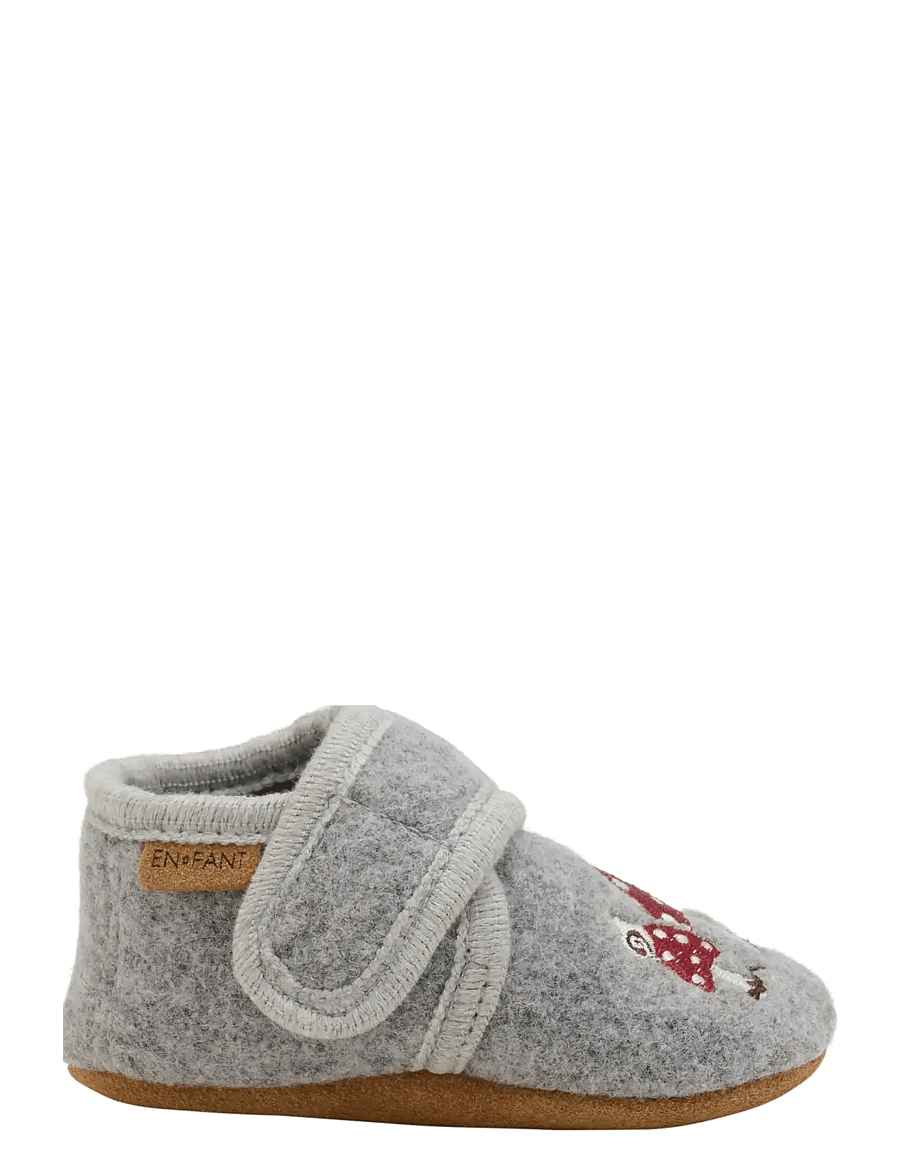 En Fant - Wool Slippers w. Embroidery - hausschuhe - grey melange - 2