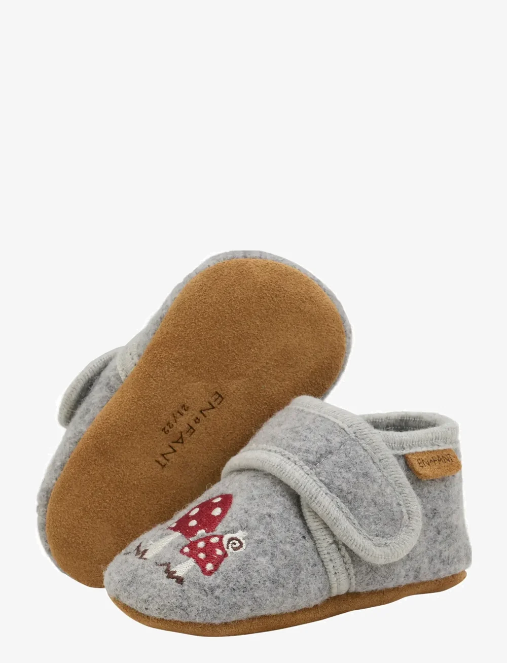 En Fant - Wool Slippers w. Embroidery - hausschuhe - grey melange - 3