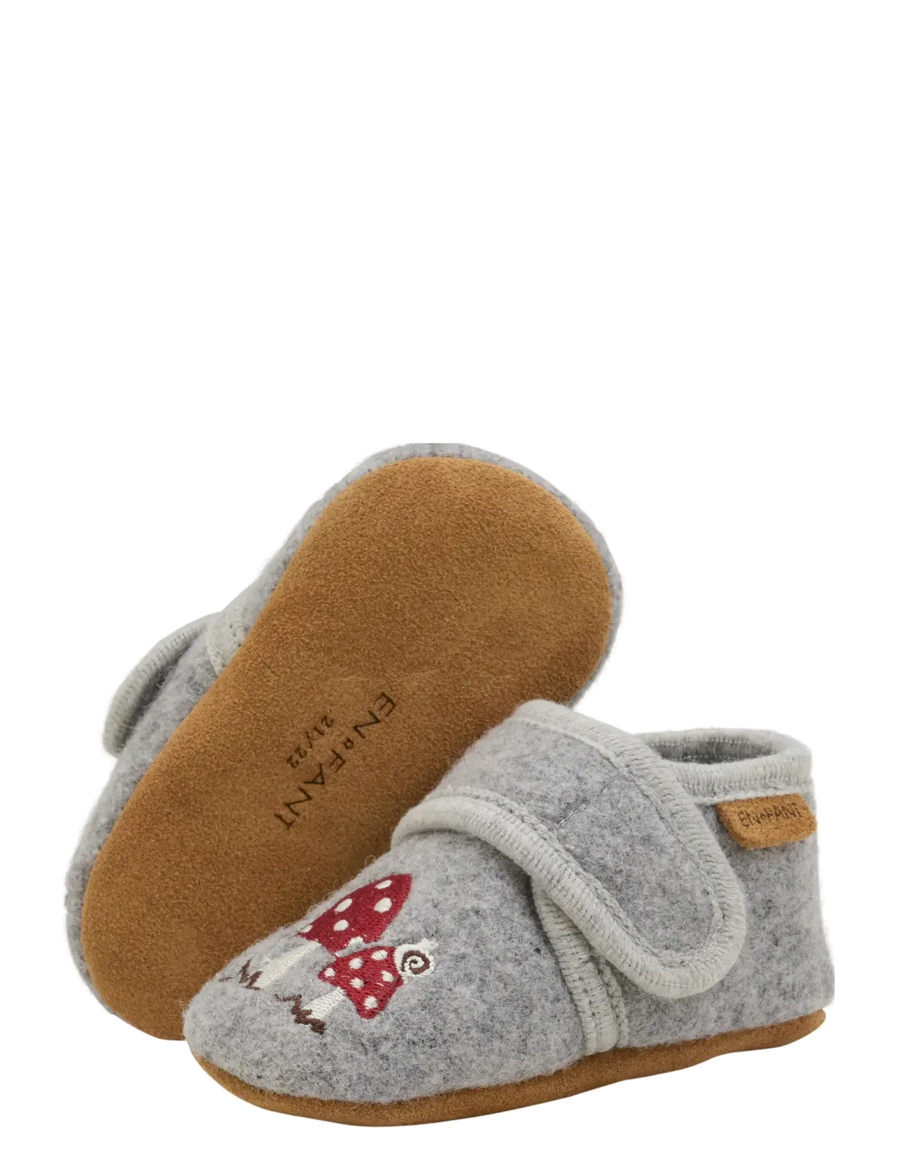 En Fant - Wool Slippers w. Embroidery - hausschuhe - grey melange - 3