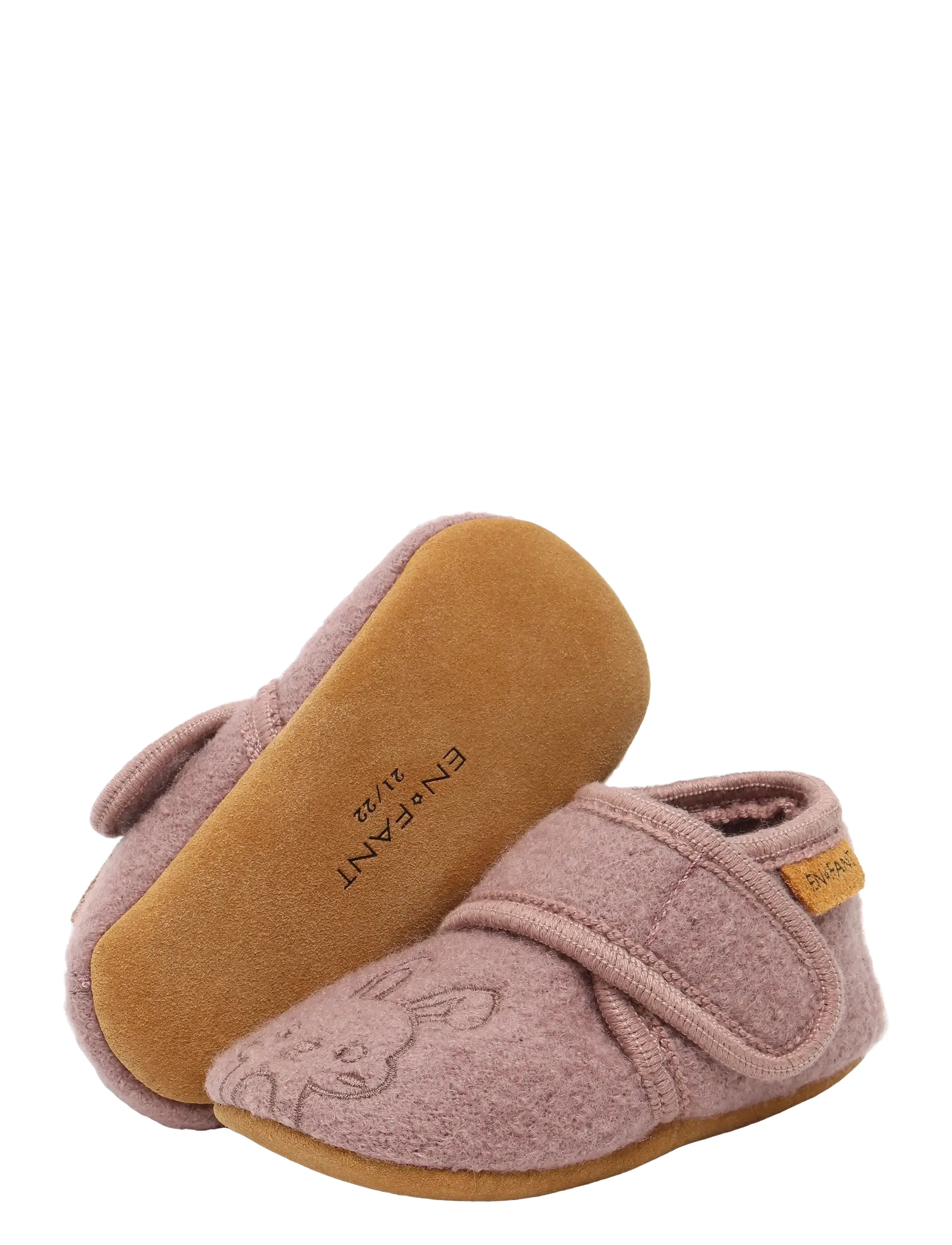 En Fant - Wool Slippers w. Embroidery - hjemmesko - marron - 2