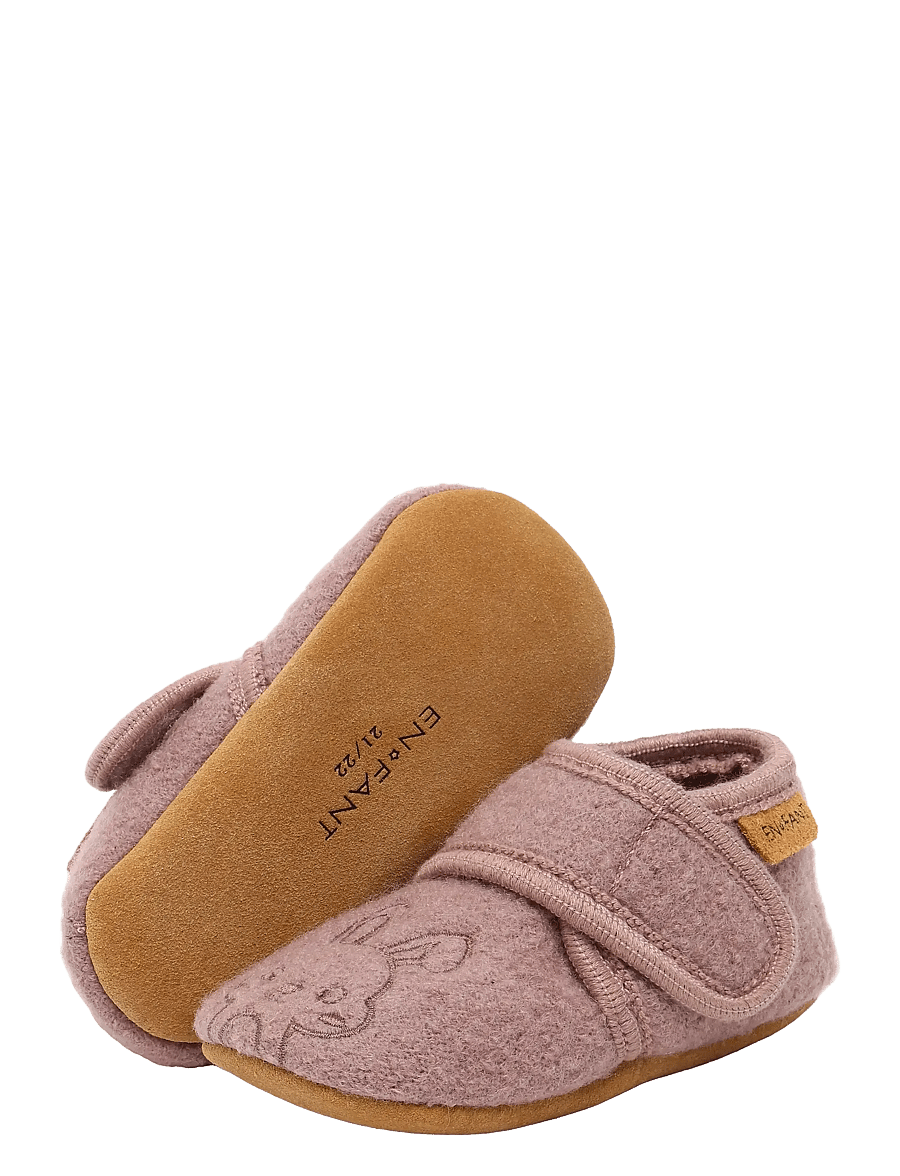 En Fant - Wool Slippers w. Embroidery - hjemmesko - marron - 2